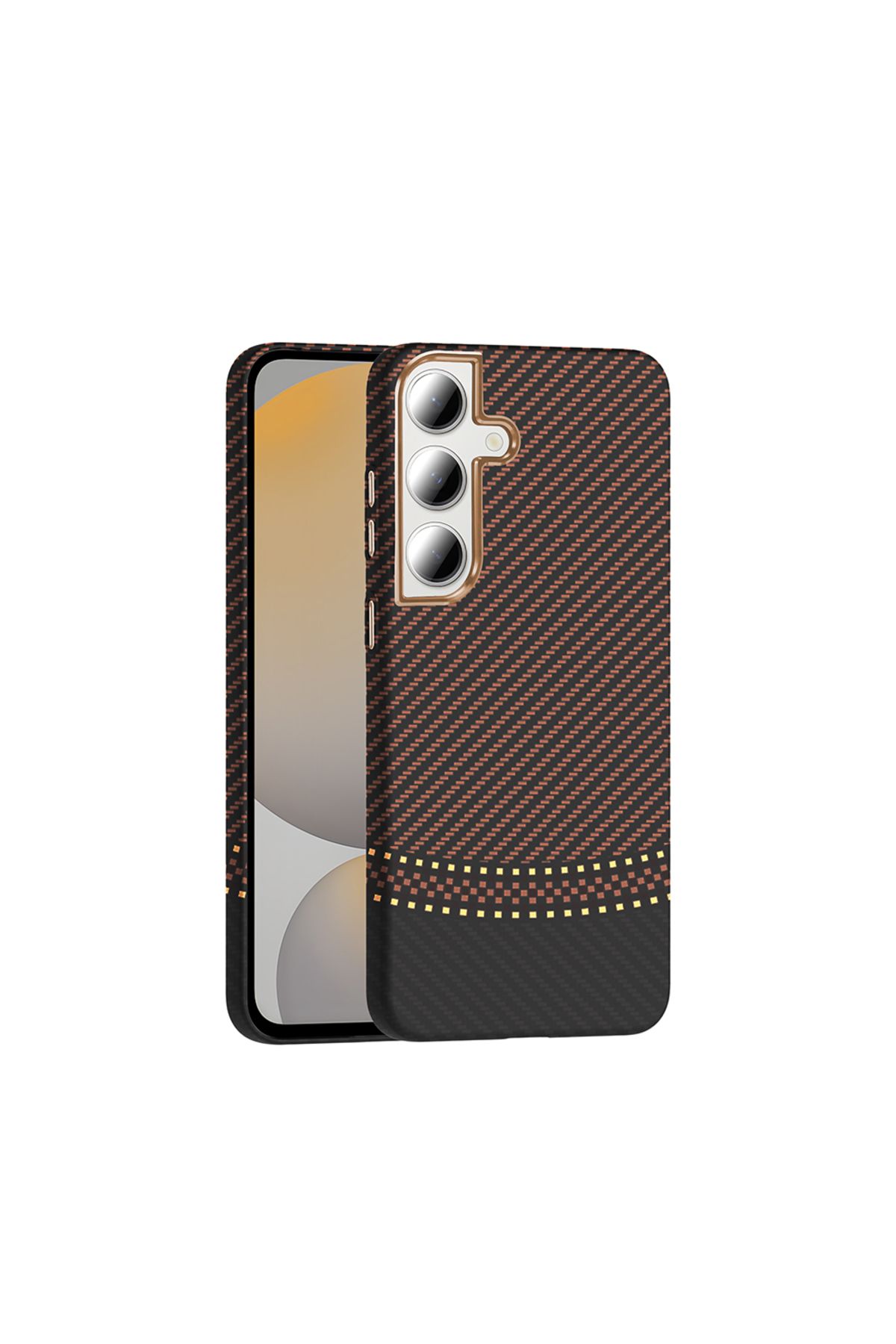 Cepustik Telefon Aksesuarları Galaxy S24 FE Kılıf M-safe Şarj Özellikli Karbon Fiber Görünümlü Gros Kılıf