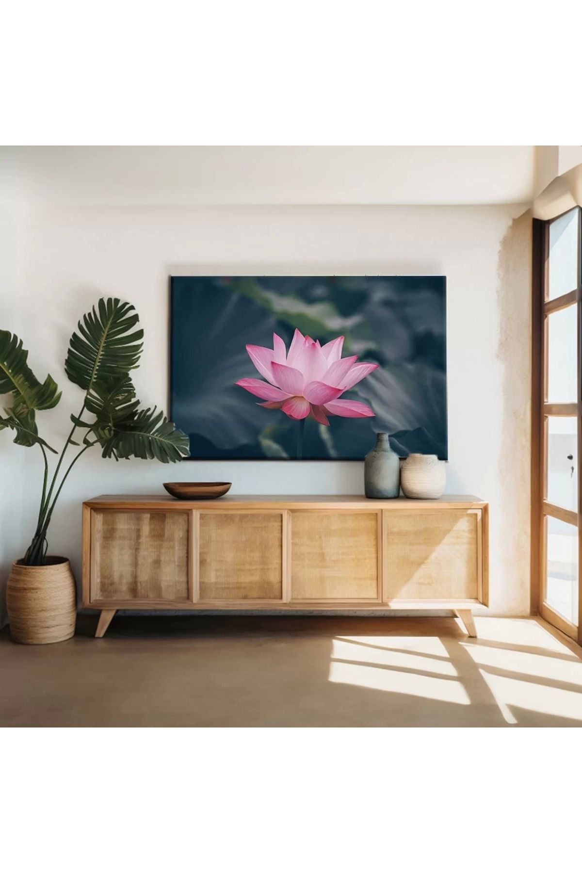 VOGLOO Pembe Lotus Çiçeği Kanvas Tablo