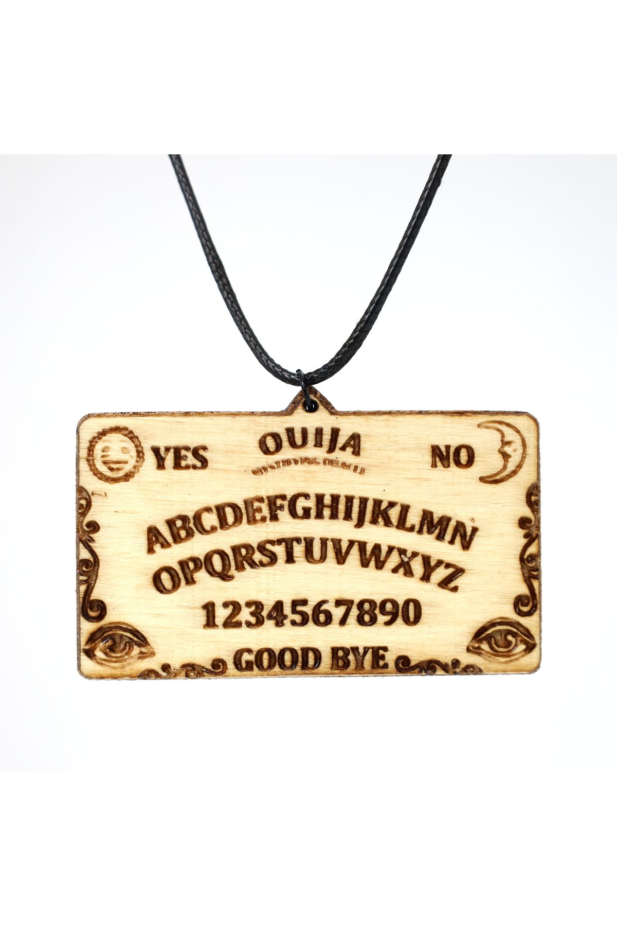 666 Ouija Mistik Kehanet Tahtası Ahşap Kolye Ucu Harf Tahmin Rölyef Kabartmalı El Yapımı Tahta 4x7.5cm