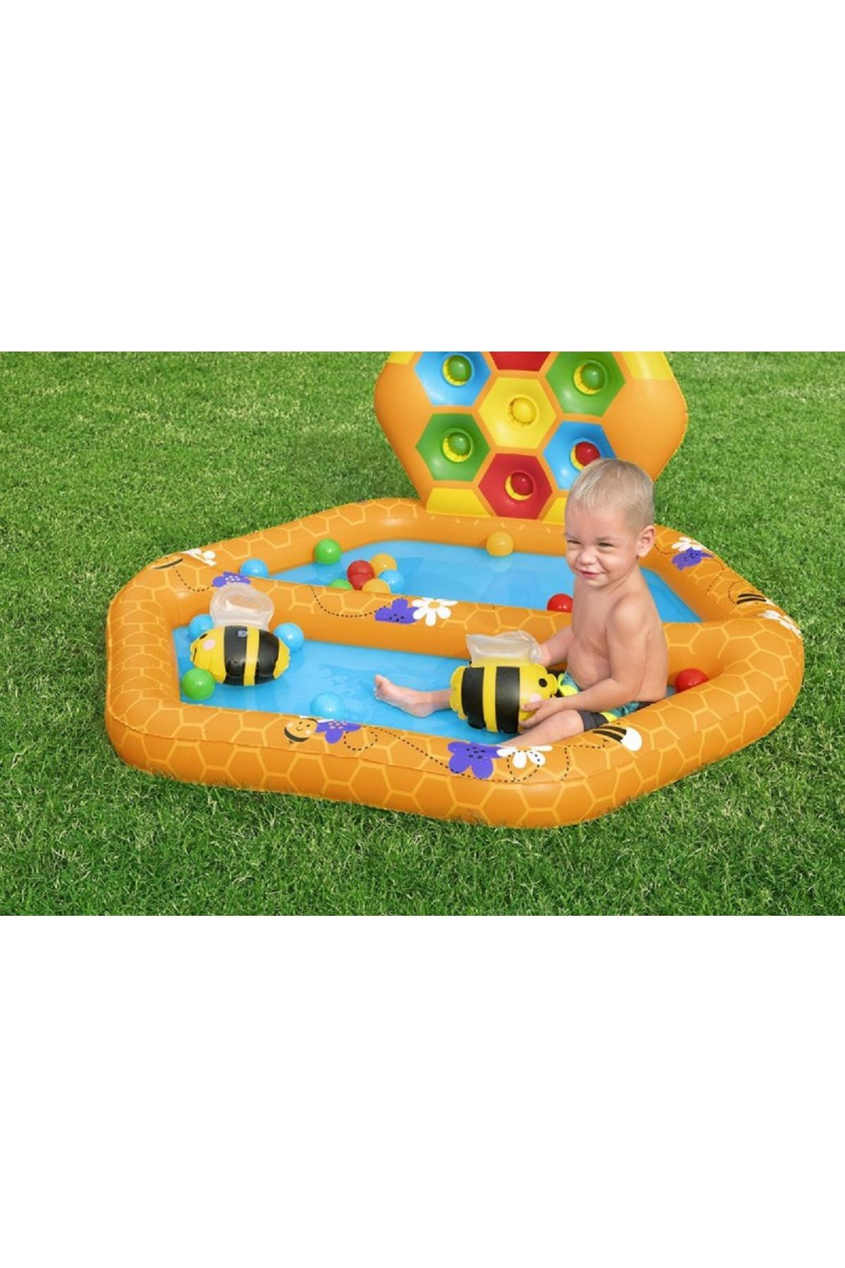 BESTWAY-بيست واي مسبح قابل للنفخ مع مركز ألعاب وكرات 2*1 1.27m x 1.19m x 61cm 4