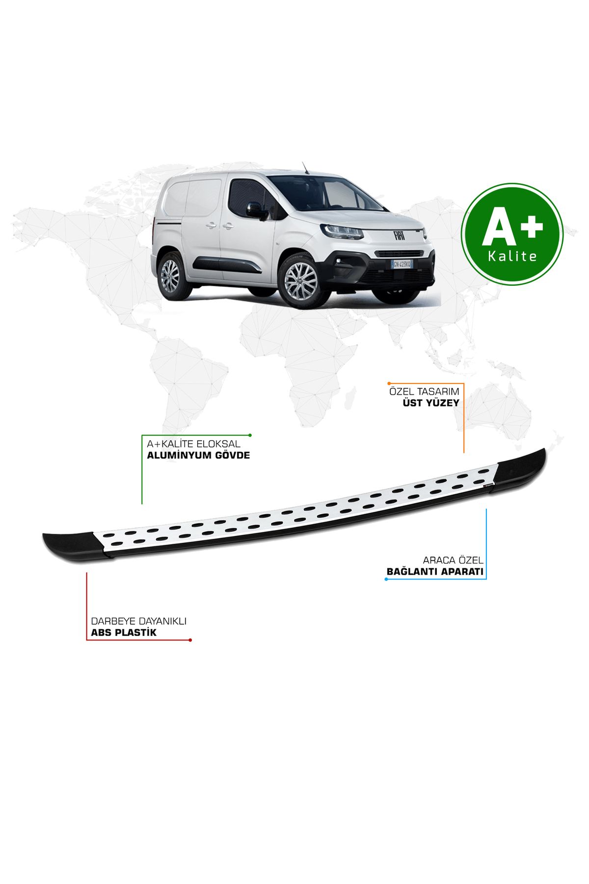 FA OTO AKSESUAR Fiat Doblo Panelvan Arka Basamak Uzun Şasi 2024 Model ve Sonrası TrimLine