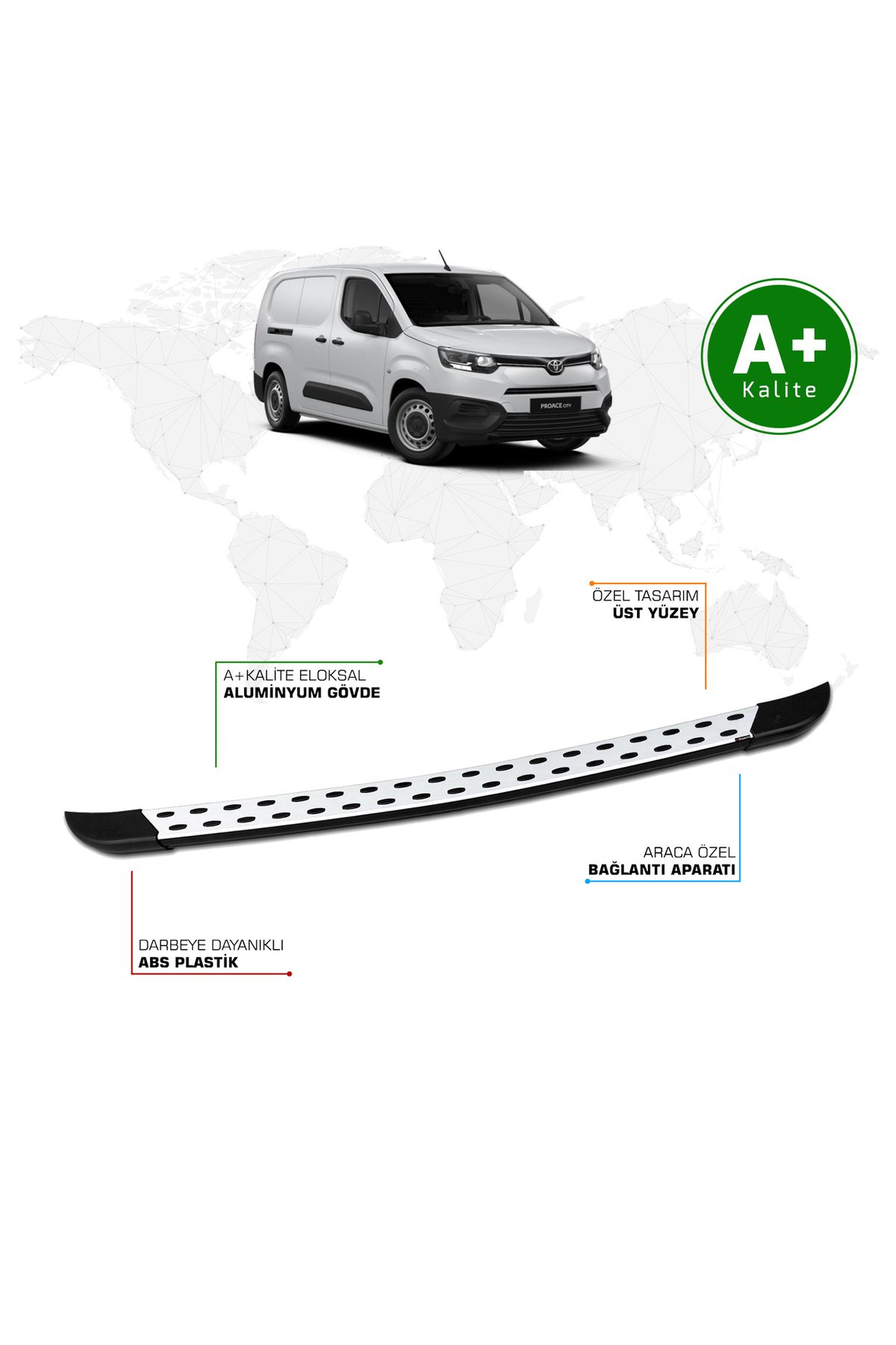 FA OTO AKSESUAR Toyota Proace City Panelvan Arka Basamak Uzun Şasi 2019 Model ve Sonrası TrimLine