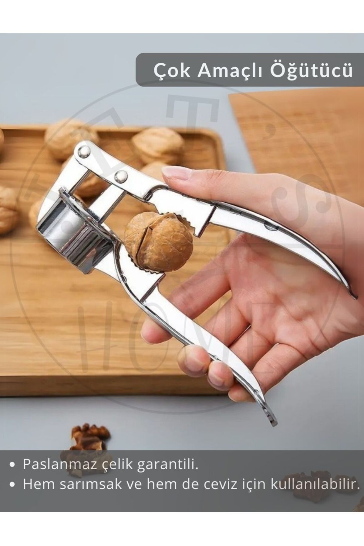 Jet's Home Fonksiyonel Sarımsak Öğütücü Paslanmaz Ceviz Kırıcı Dayanıklı 17 cm
