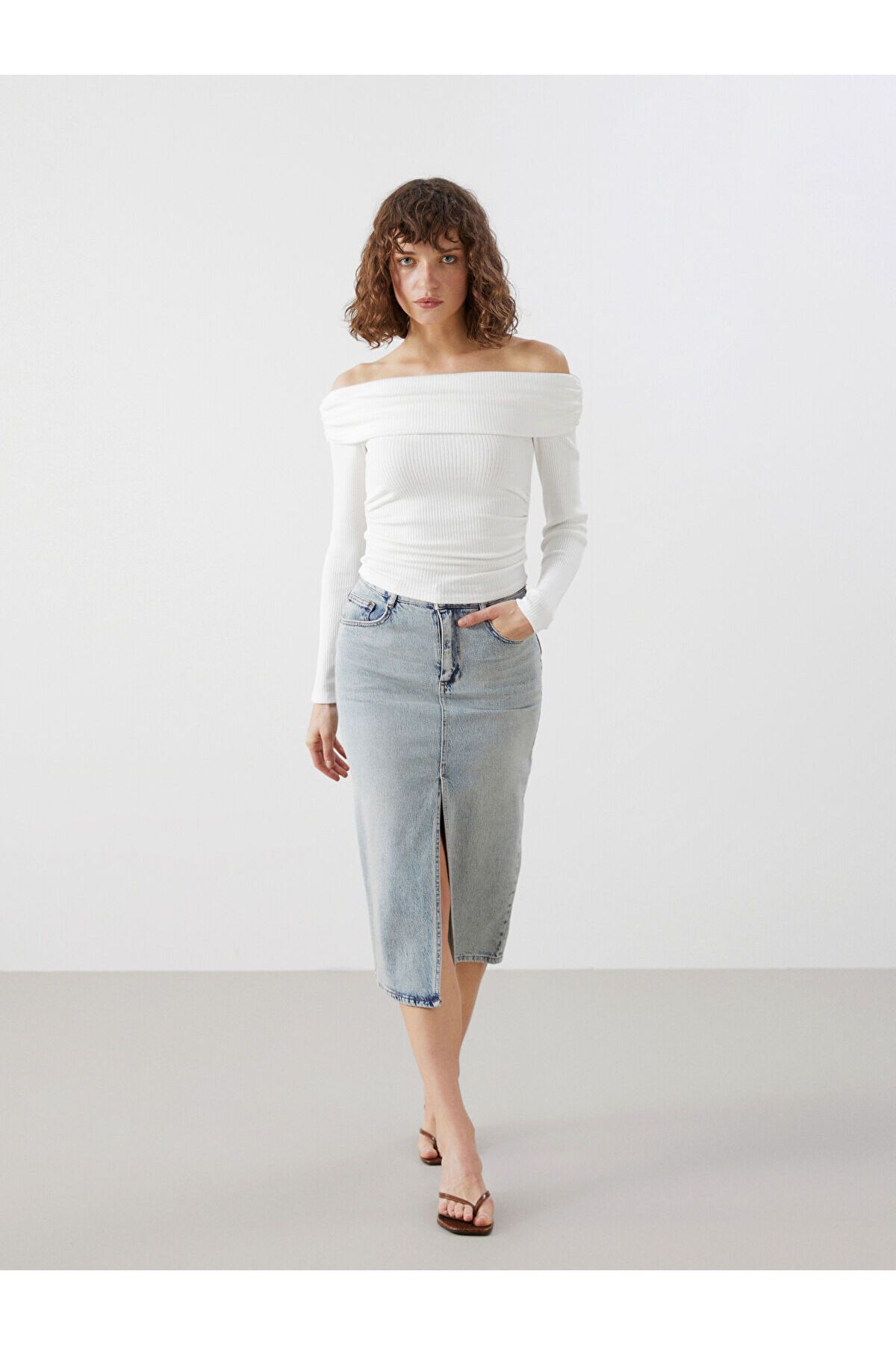 LC Waikiki Dar Fit Kadın Jean Etek