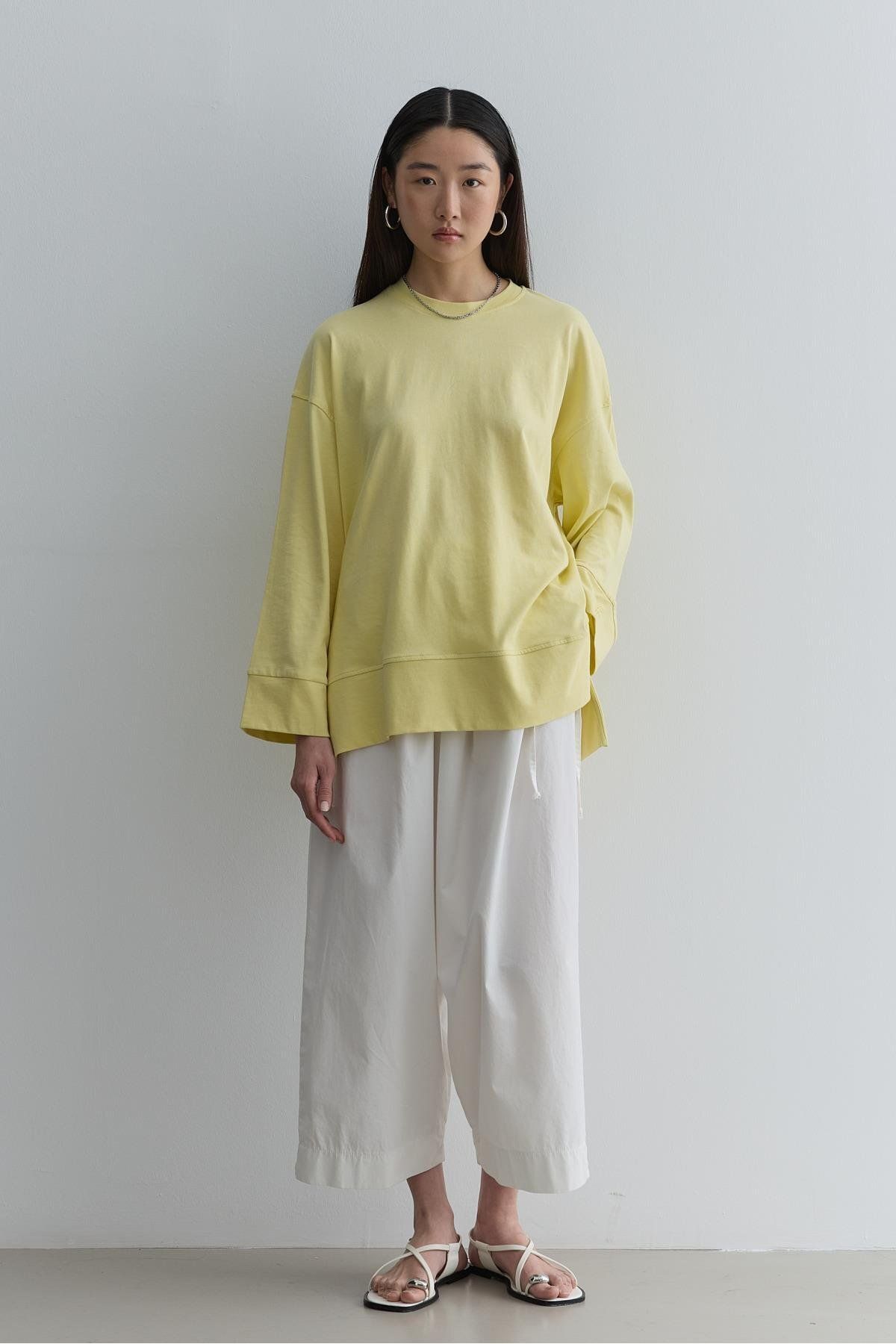 Fahhar Kalın Katlamalı Sweatshirt Sarı