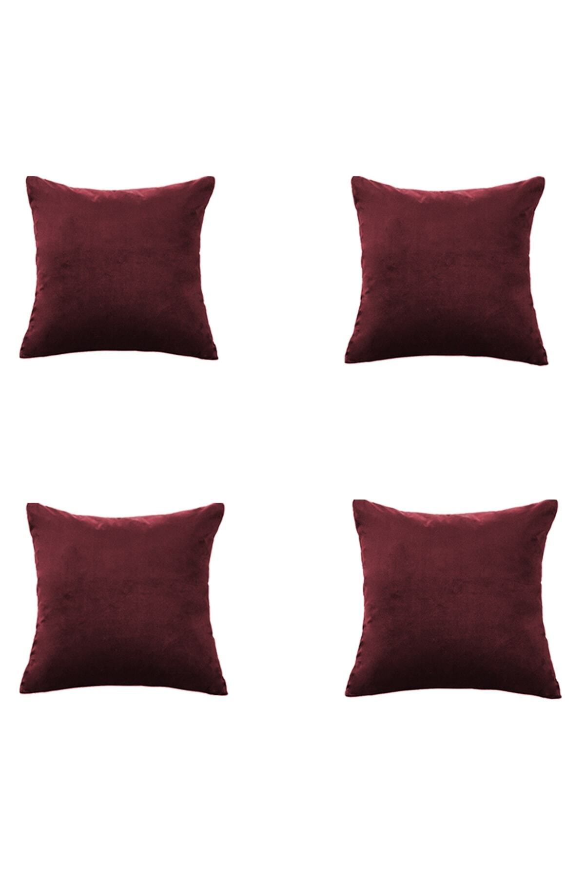 AYZEN HOME Kadife Kırlent Kılıf 4 Adet Koyu Kırmızı