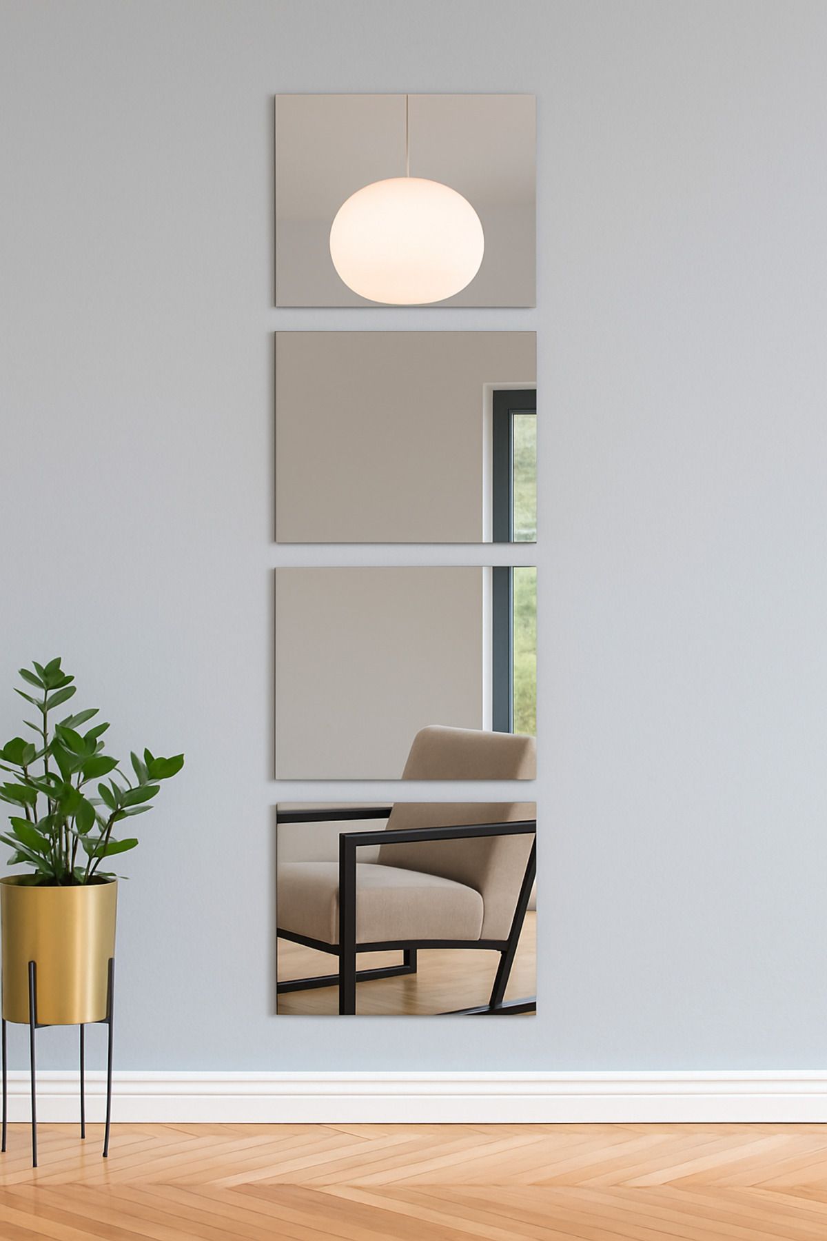 Ayna 4 Parça Dekoratif Modern Duvar Aynası