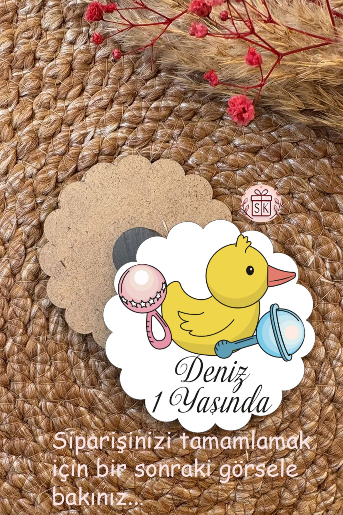 SK Gift Figürlü Ahşap Bebek Magnet Doğum Günü Hediyeliği Baby Shower Yenidoğan Magnet 35 Adet