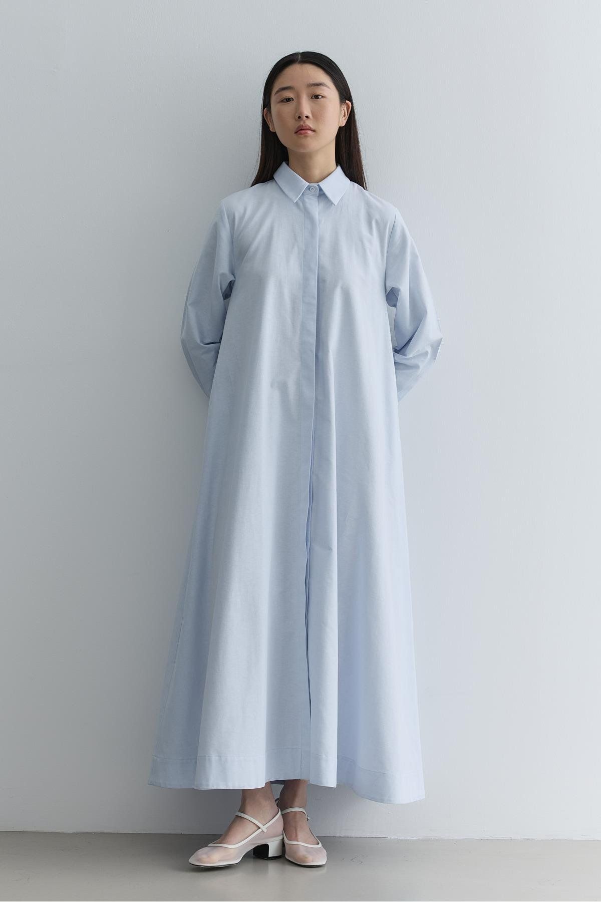 Fahhar Oversize Gömlek Elbise Mavi