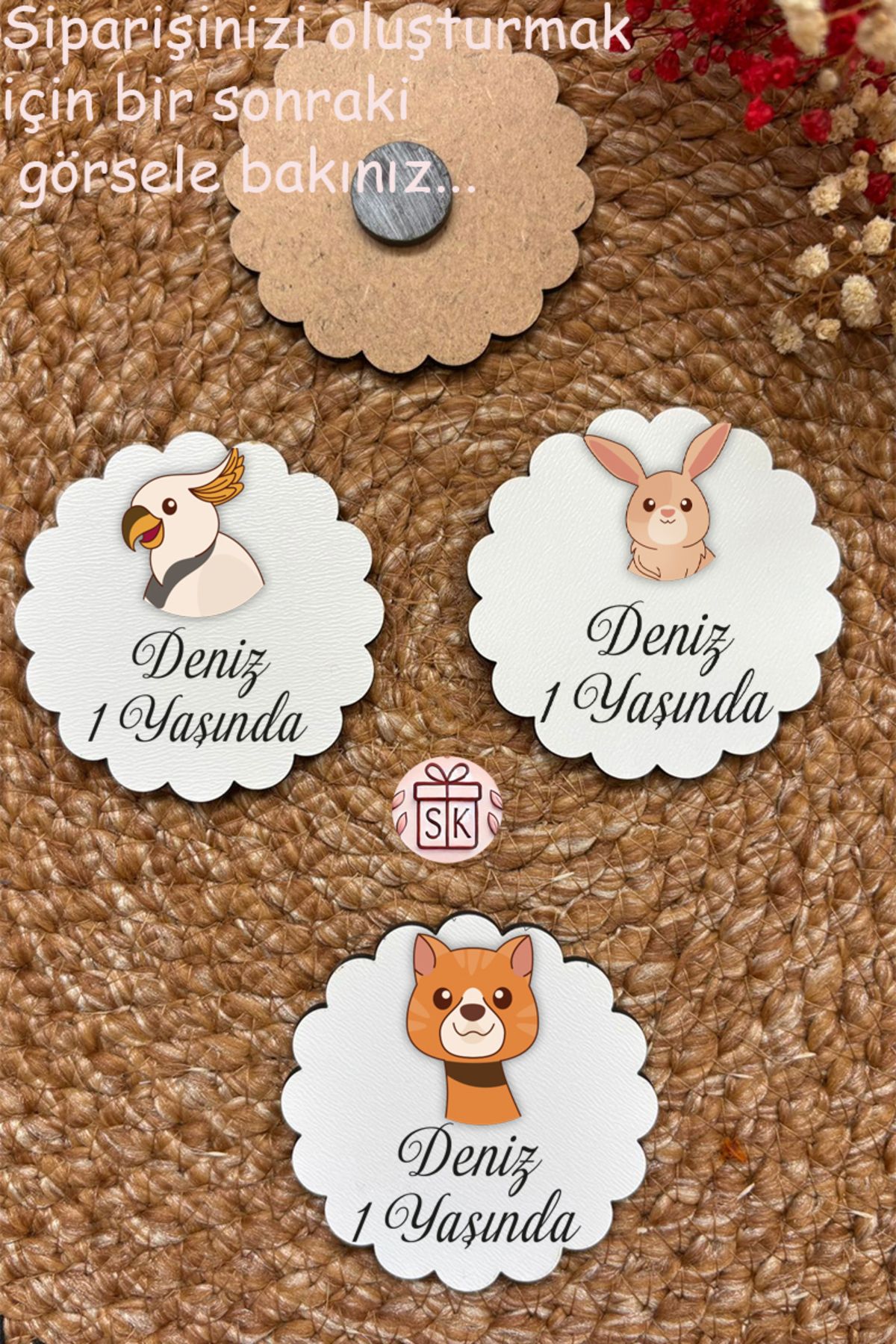 SK Gift Figürlü Ahşap Bebek Magnet Doğum Günü Hediyeliği Baby Shower Yenidoğan Magnet 35 Adet