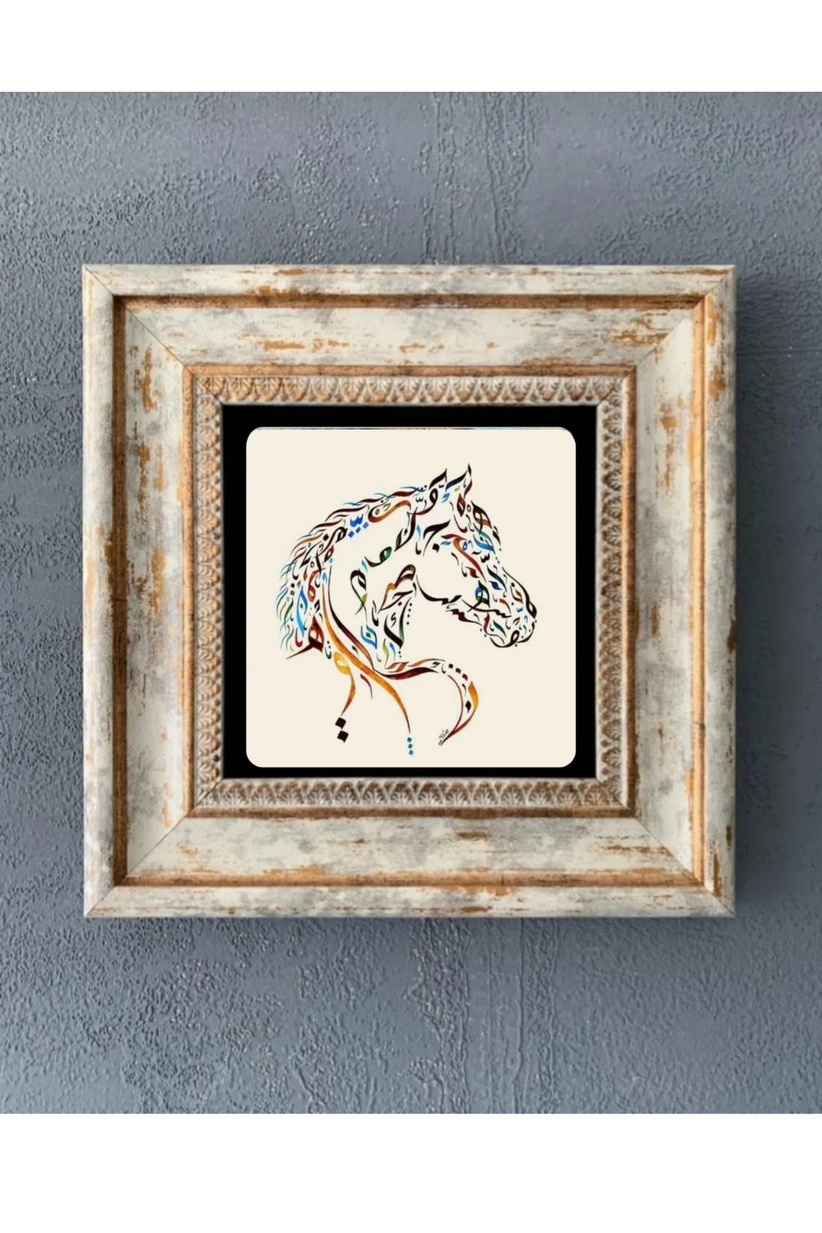 STONEVİVEART Atlar Duvar Tablosu 20x20Cm Doğal Taş Duvar Tablosu 3 Adet