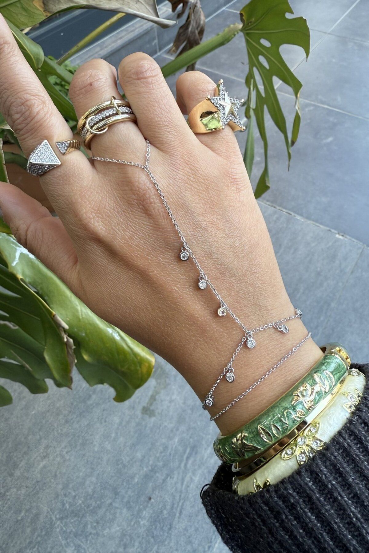 My Joyas Design 14K Altın Kaplama Yuvarlak Taşlı Şahmeran Silver