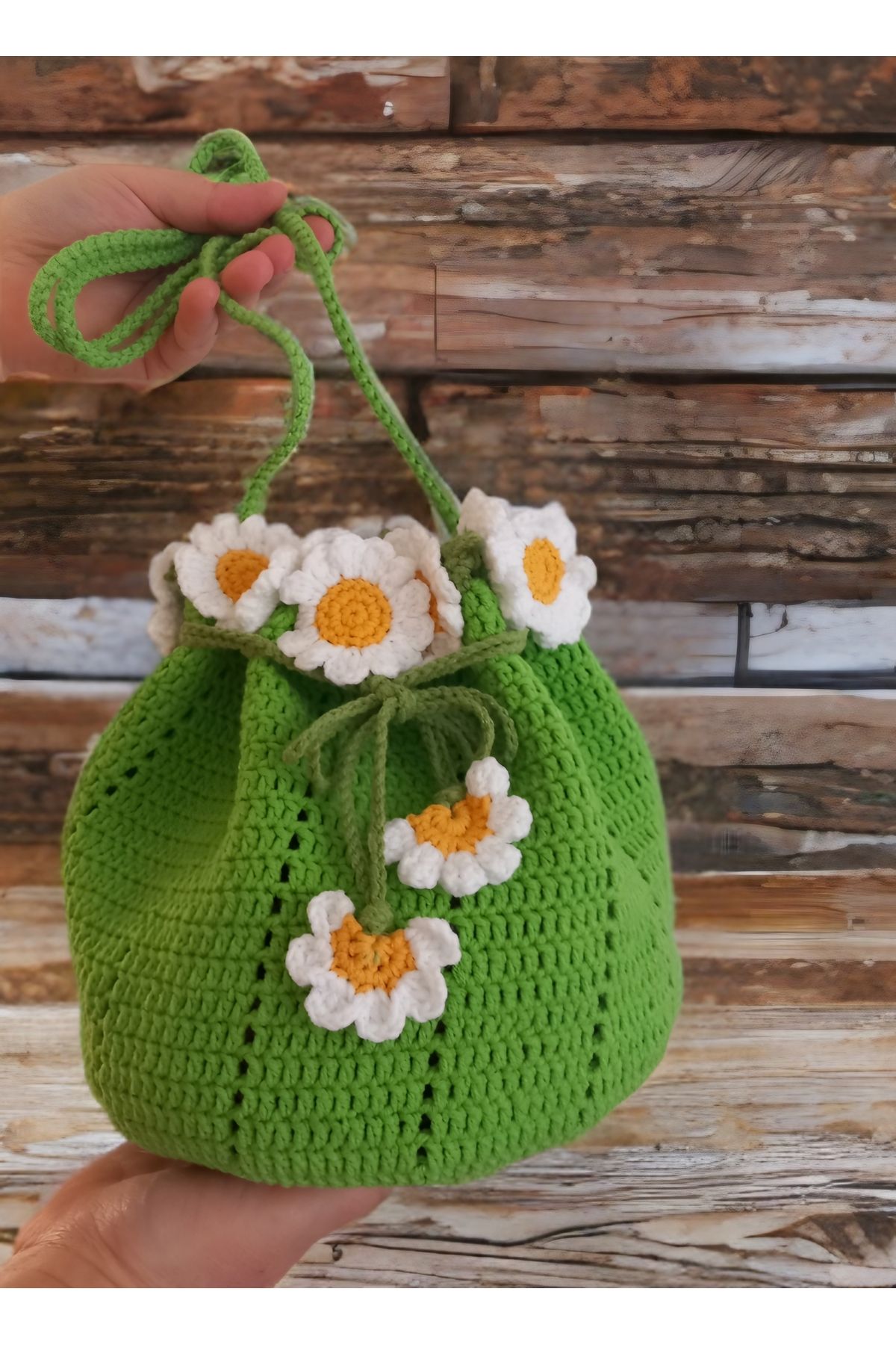 Günebakan Tığişi Papatyalı Buket Çanta