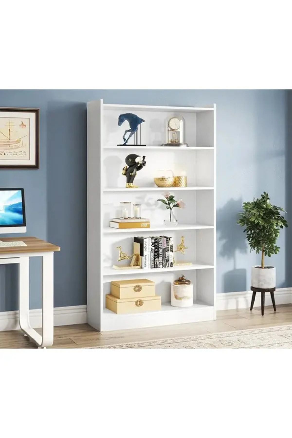 Sense BookishNook MDF White Kitaplık