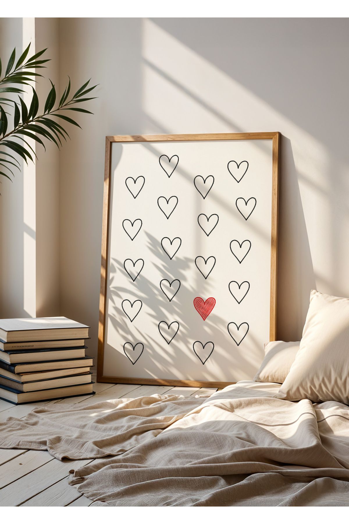 Huca Minimalist Kalpler - Love Poster - Minimalist Poster- Boho - Line Art - Vintage - Çerçevesiz