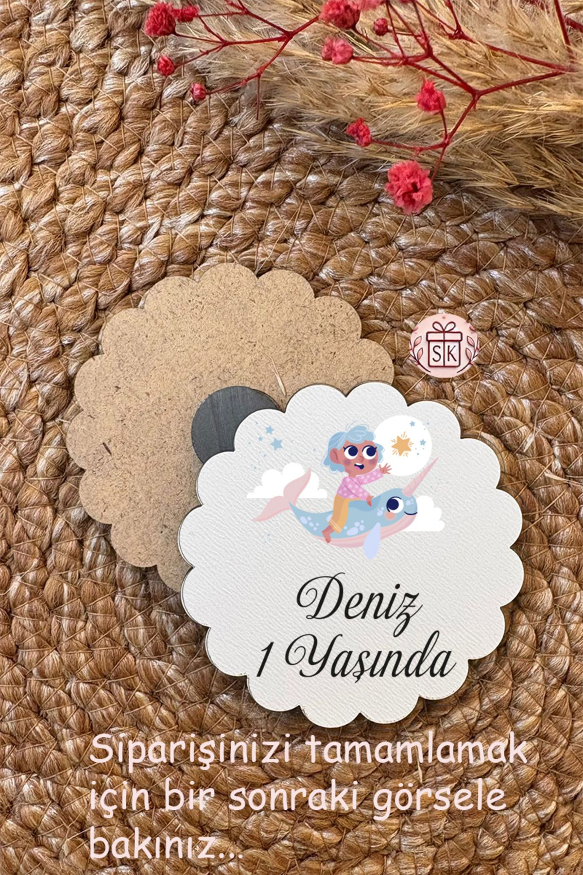 SK Gift Figürlü Ahşap Bebek Magnet Doğum Günü Hediyeliği Baby Shower Yenidoğan Magnet 35 Adet