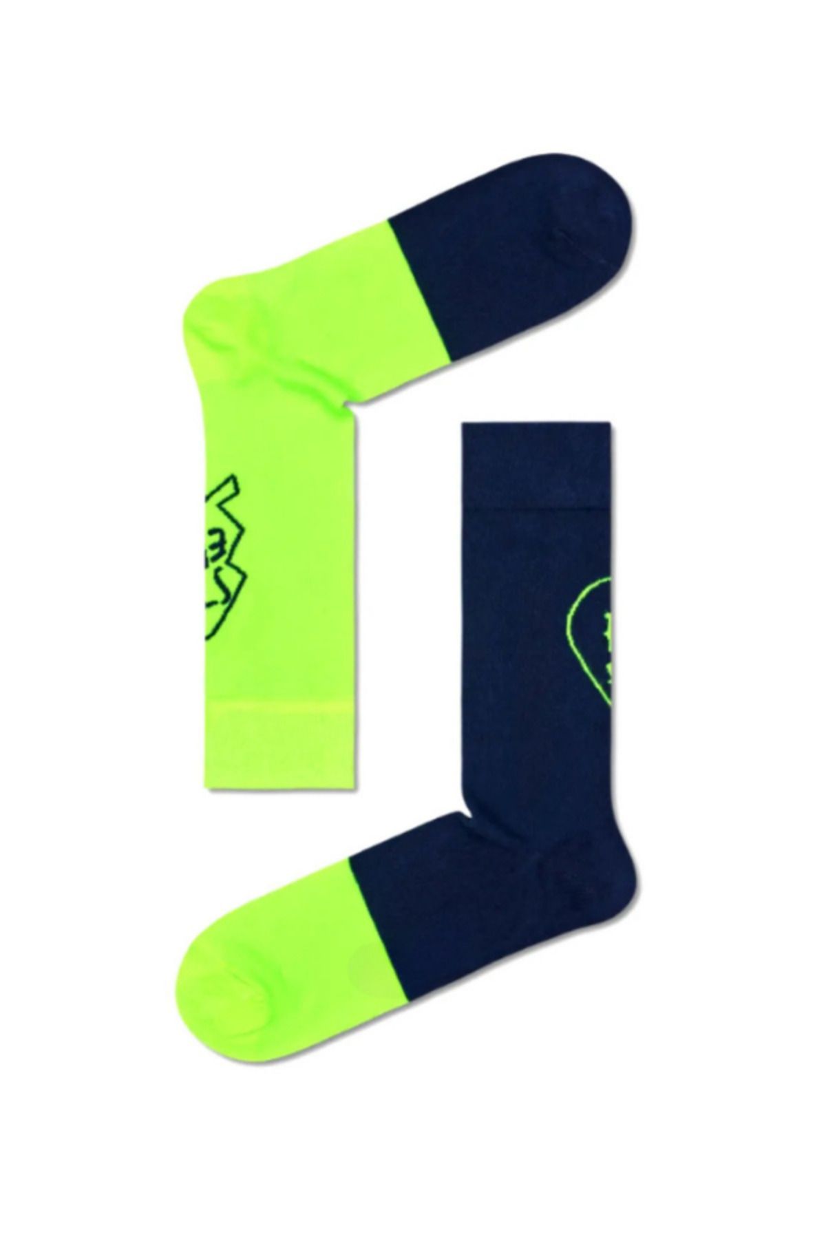 Shuttle Park Özel Seri Socks Neon Yeşil Renkli Eğlenceli Happy Rahat Desenli Tasarım Tarz Soket Dikişsiz Çorap