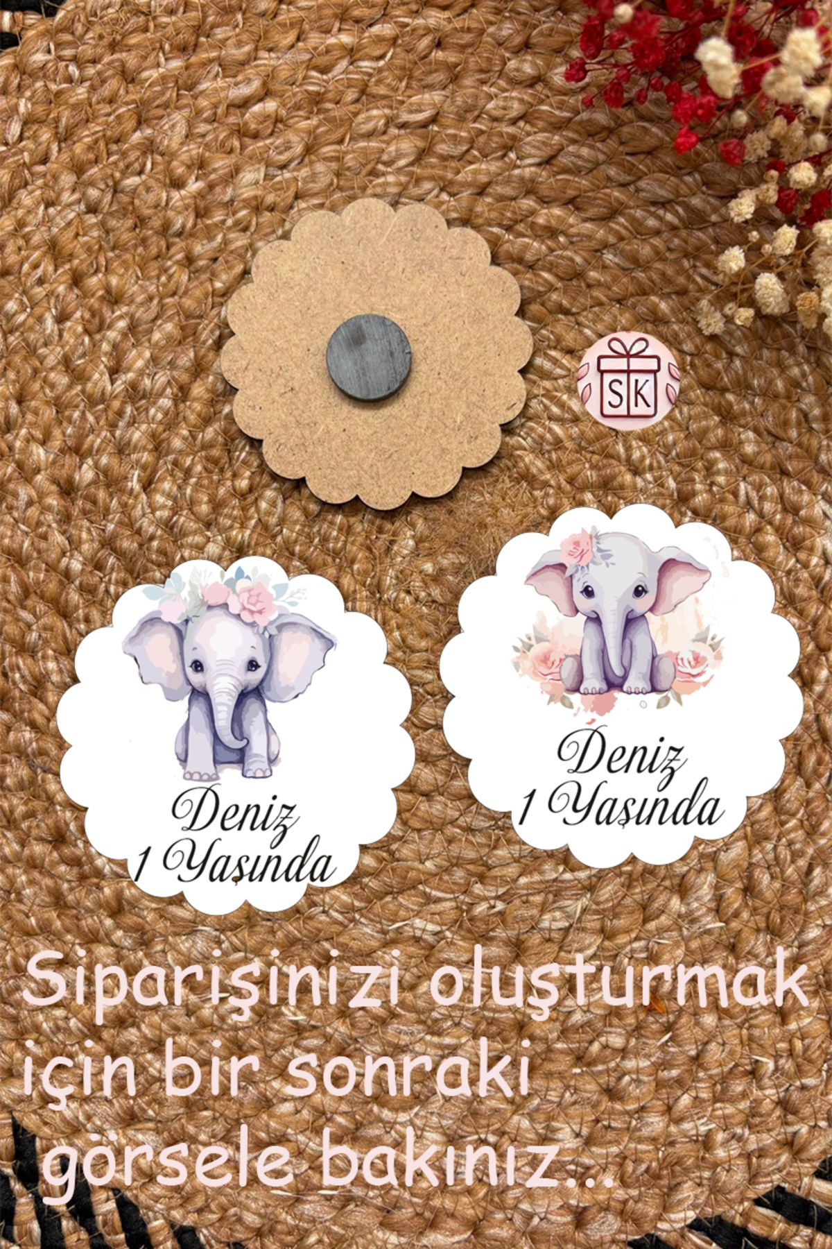 SK Gift Figürlü Ahşap Bebek Magnet Doğum Günü Hediyeliği Baby Shower Yenidoğan Magnet 35 Adet