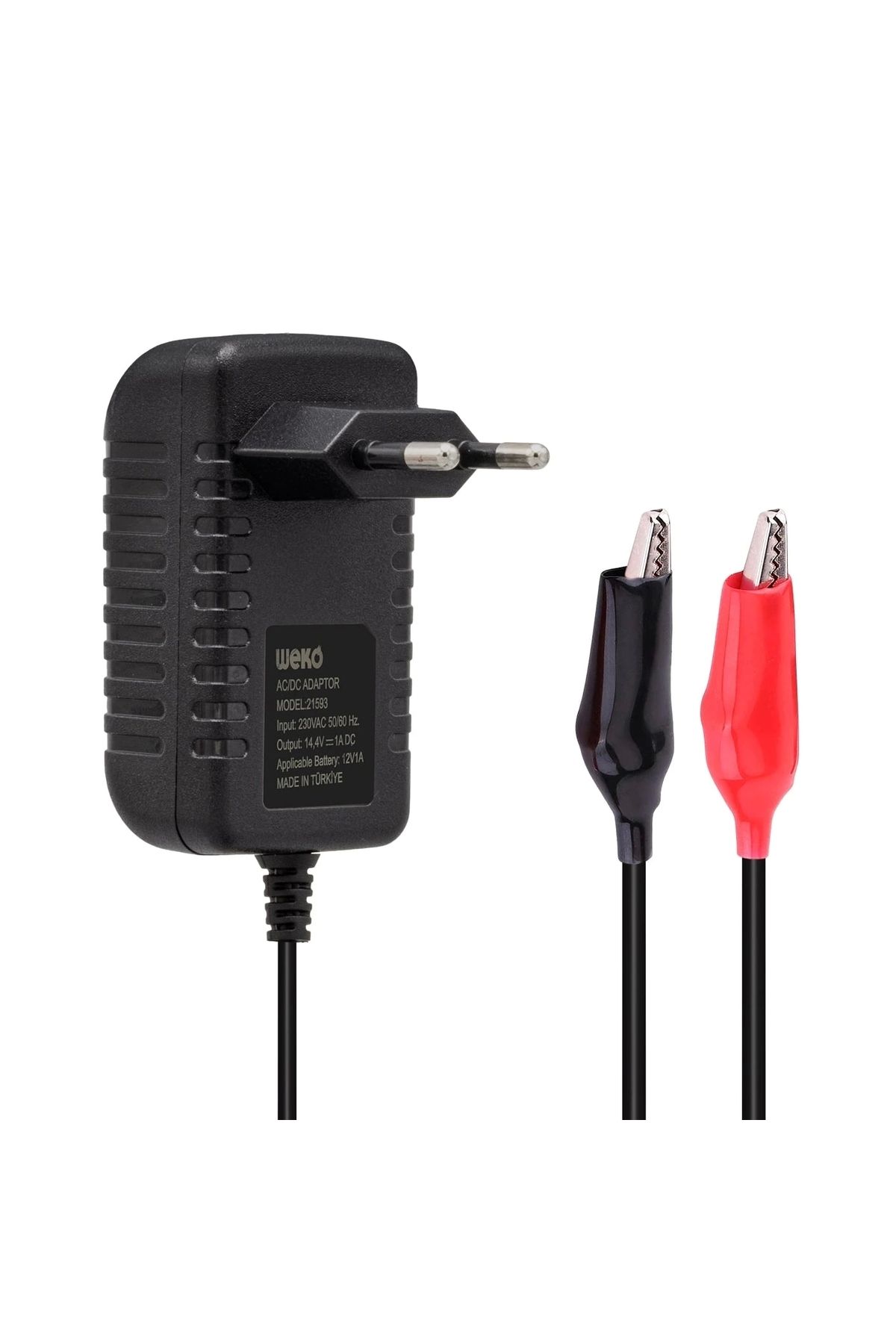 STOREMAX 14.4 VOLT - 1 AMPER KROKODİL UÇLU KIRMIZI YEŞİL LEDLİ YERLİ ÜRETİM AKÜ ŞARJ CİHAZI (OUT :12V-1A) (50