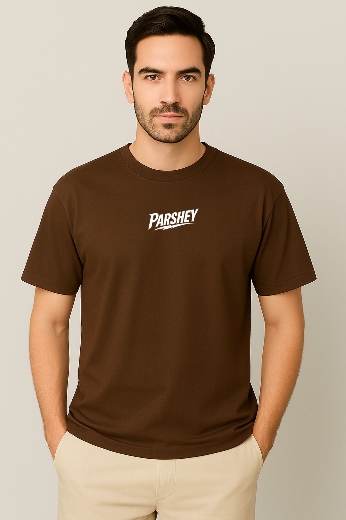 PARSHEY Erkek - Kadın Unisex Parshey Baskılı Yarım Kollu Bisiklet Yaka %100 Pamuk Oversize T-shirt