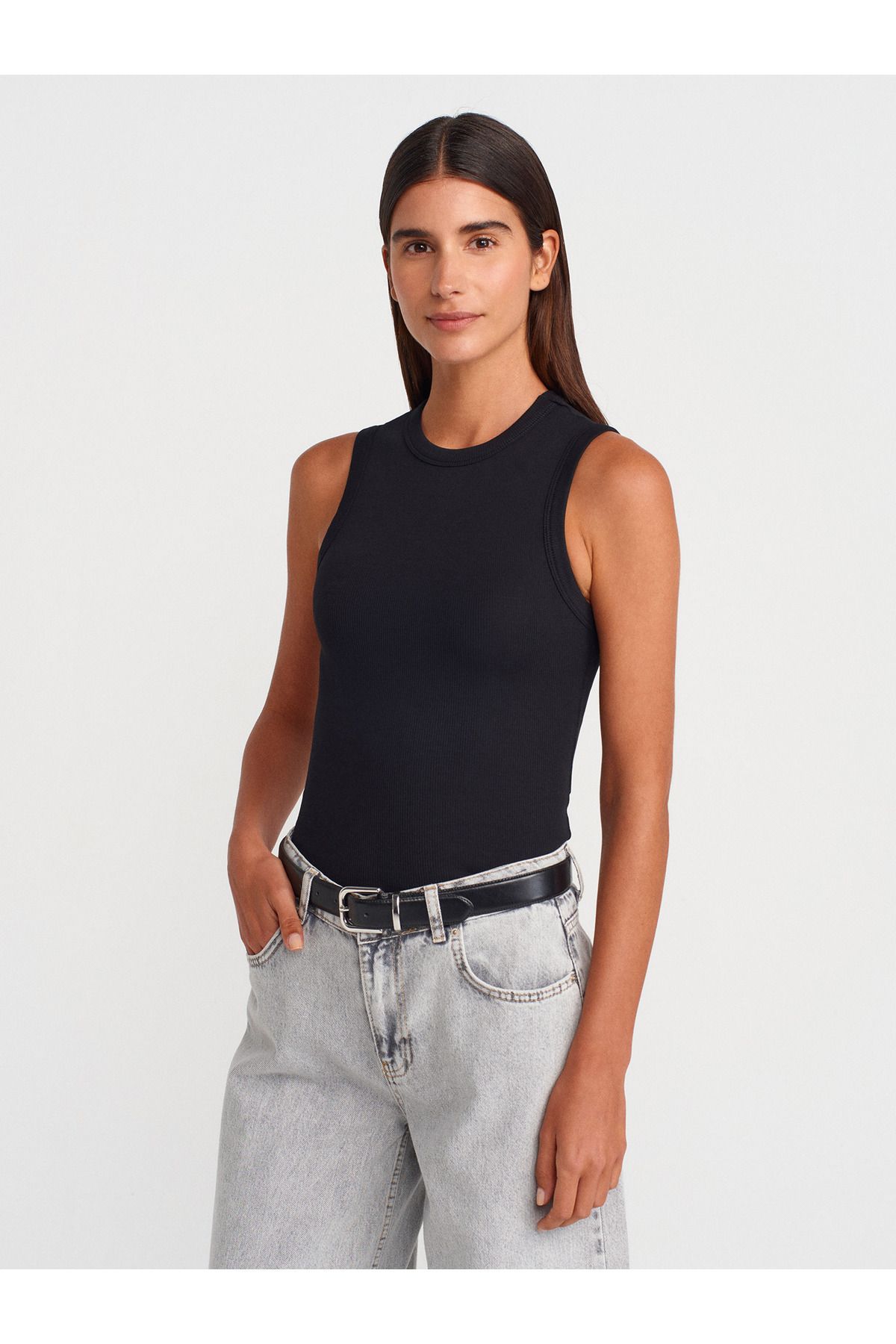 Dilvin 21059 Fitilli Top-Siyah