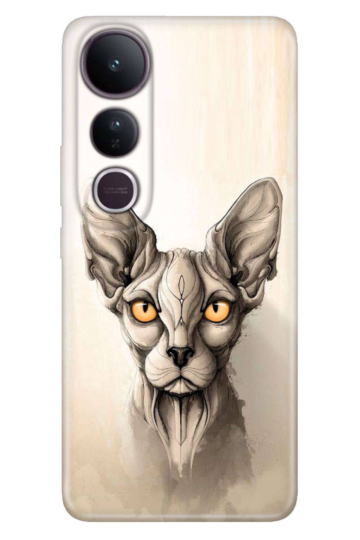 ADACASE Vivo V50 Lite 5G Kılıf Dekoratif Silikon Baskılı Kapak Sfenks Kedi