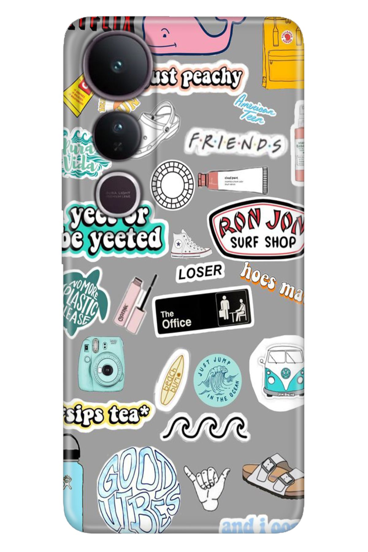 ADACASE Vivo V50 Lite 5G Kılıf Dekoratif Silikon Baskılı Kapak Sticker Style