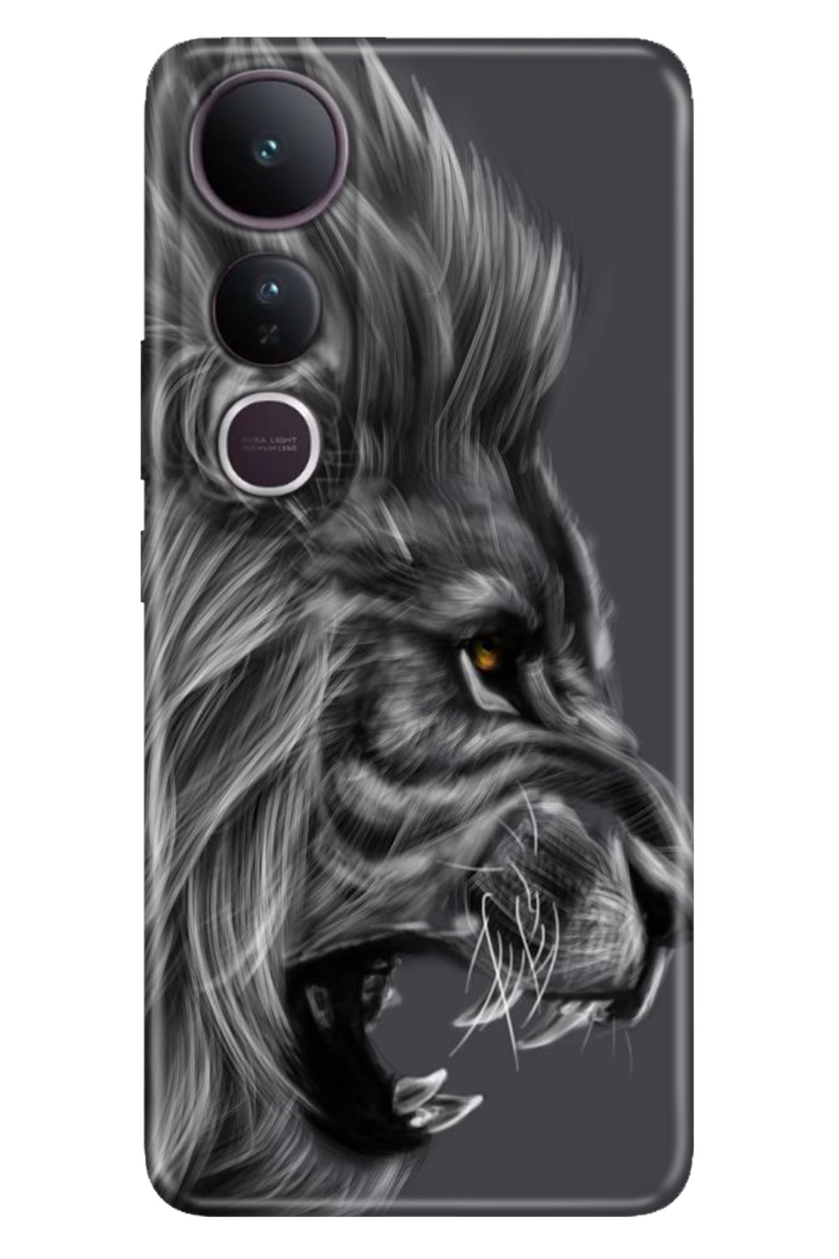 ADACASE Vivo V50 Lite 5G Kılıf Renkli Silikon Baskılı TPU Kara Aslan