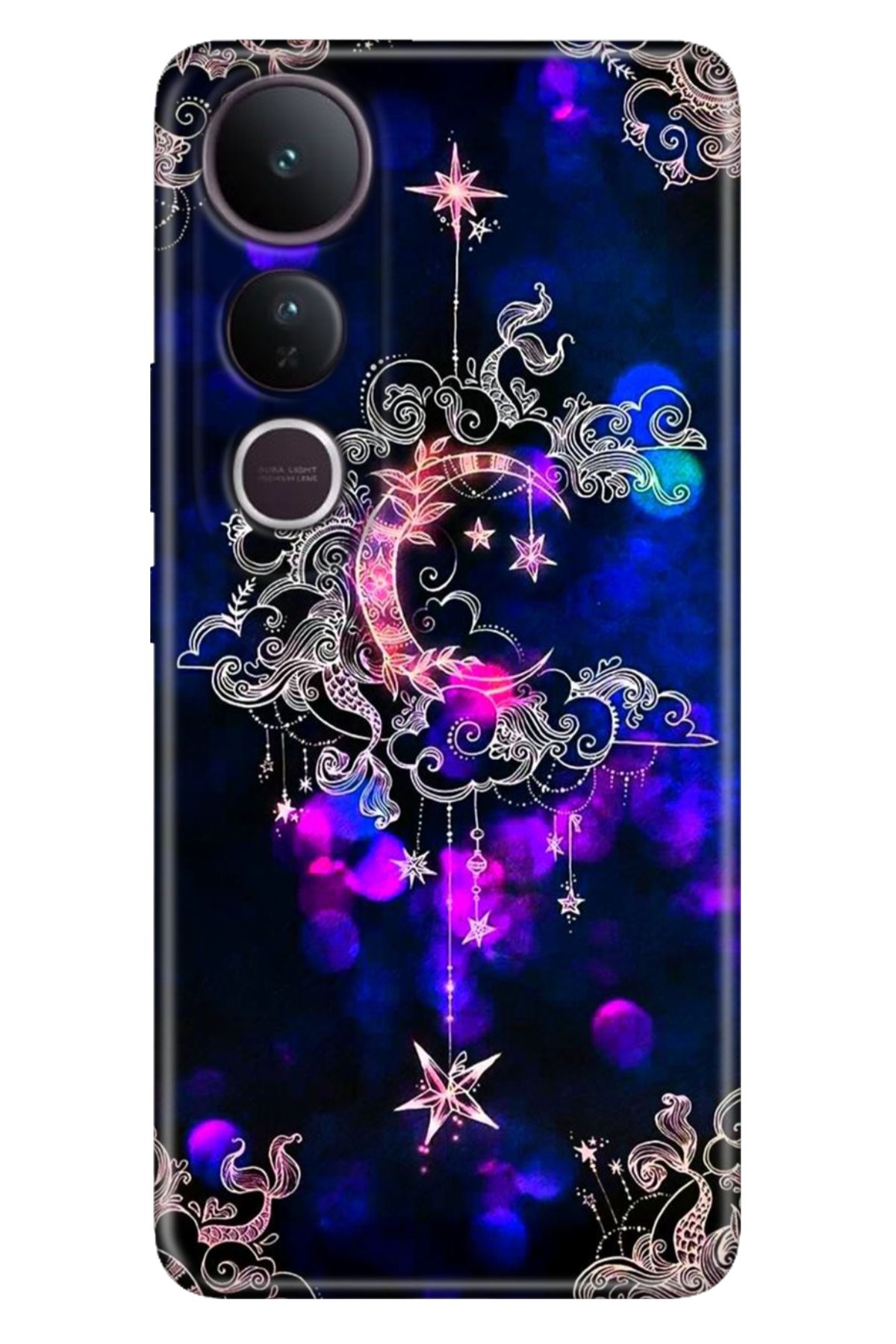ADACASE Vivo V50 Lite 5G Kılıf Renkli Silikon Baskılı TPU Ayyıldız Neon Mandala