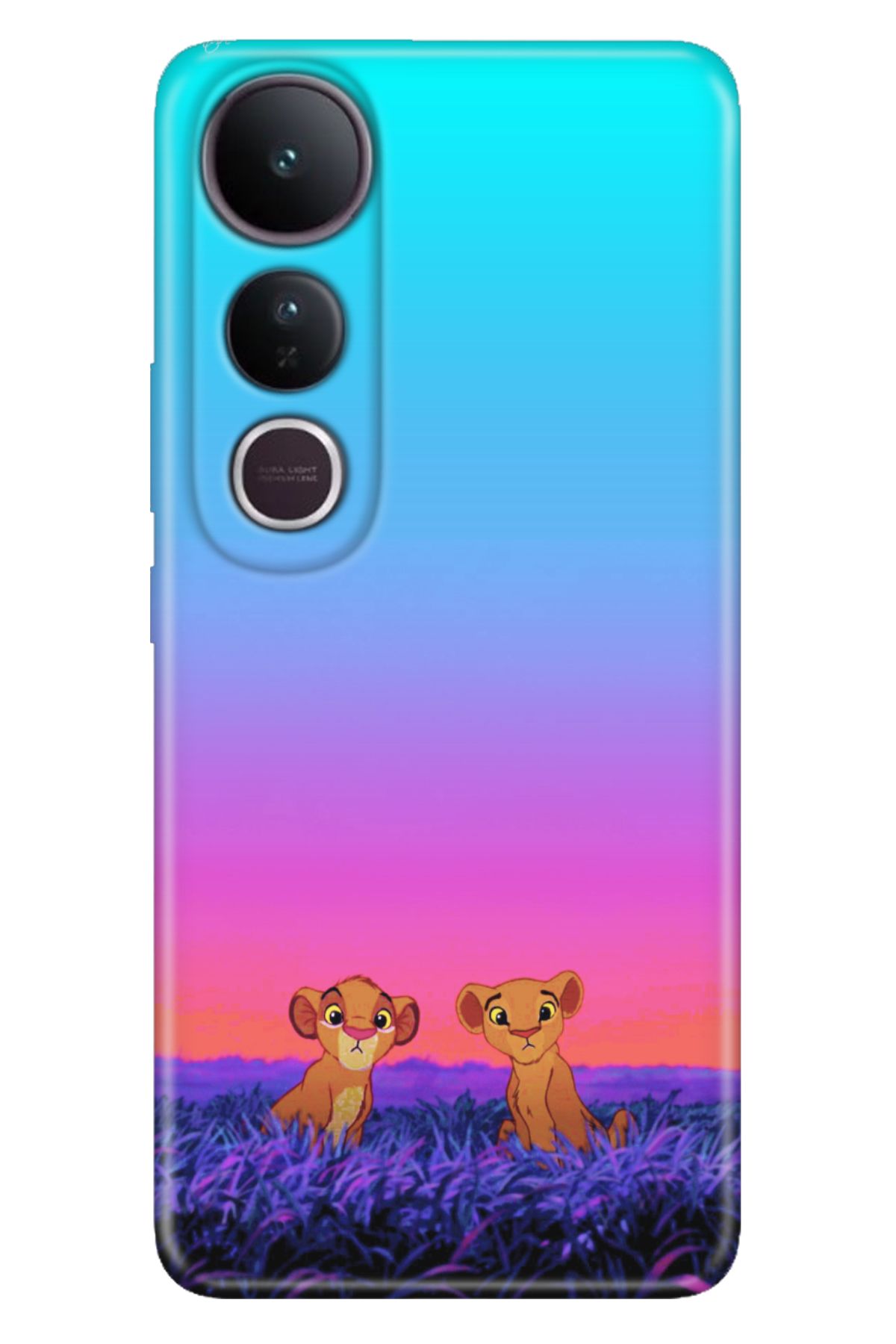 ADACASE Vivo V50 Lite 5G Kılıf Dekoratif Silikon Baskılı Kapak Junior Aslanlar