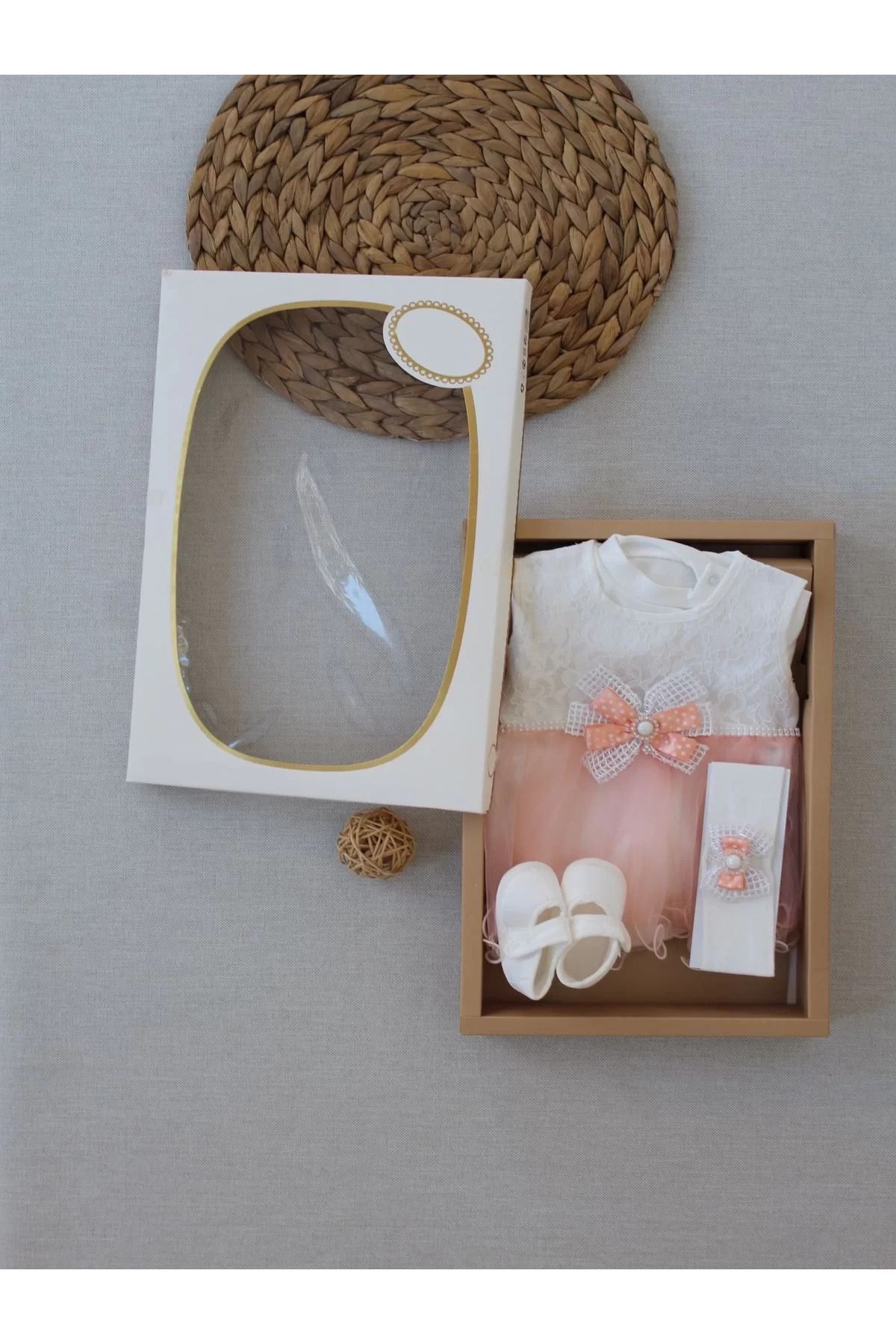onlinebutik Tül Etekli Kurdelalı Taş Detaylı Kız Bebek Hediyelik, Mevlütlük, Kınalık 3lü Takım Pudra