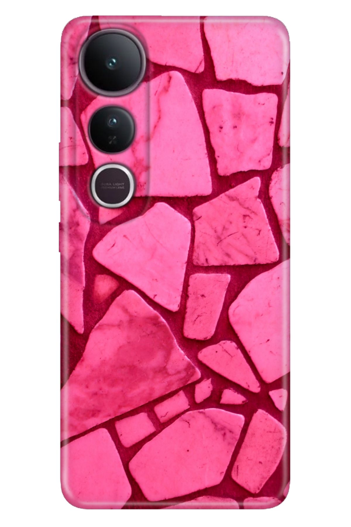 ADACASE Vivo V50 Lite 5G Kılıf Dekoratif Silikon Baskılı Kapak Pembe Beton