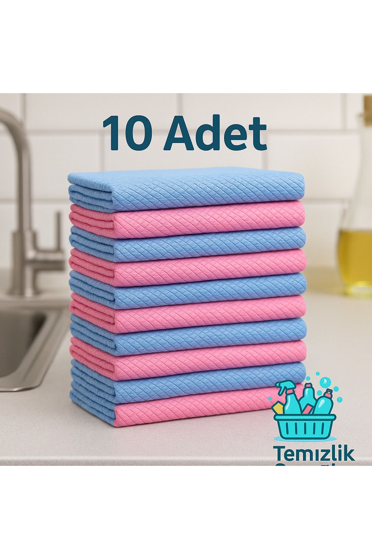 temizliksepeti Mikrofiber Cam Bezi 10 Adet 40x40 cm | İz Bırakmaz - Ultra Temiz Yüzeyler