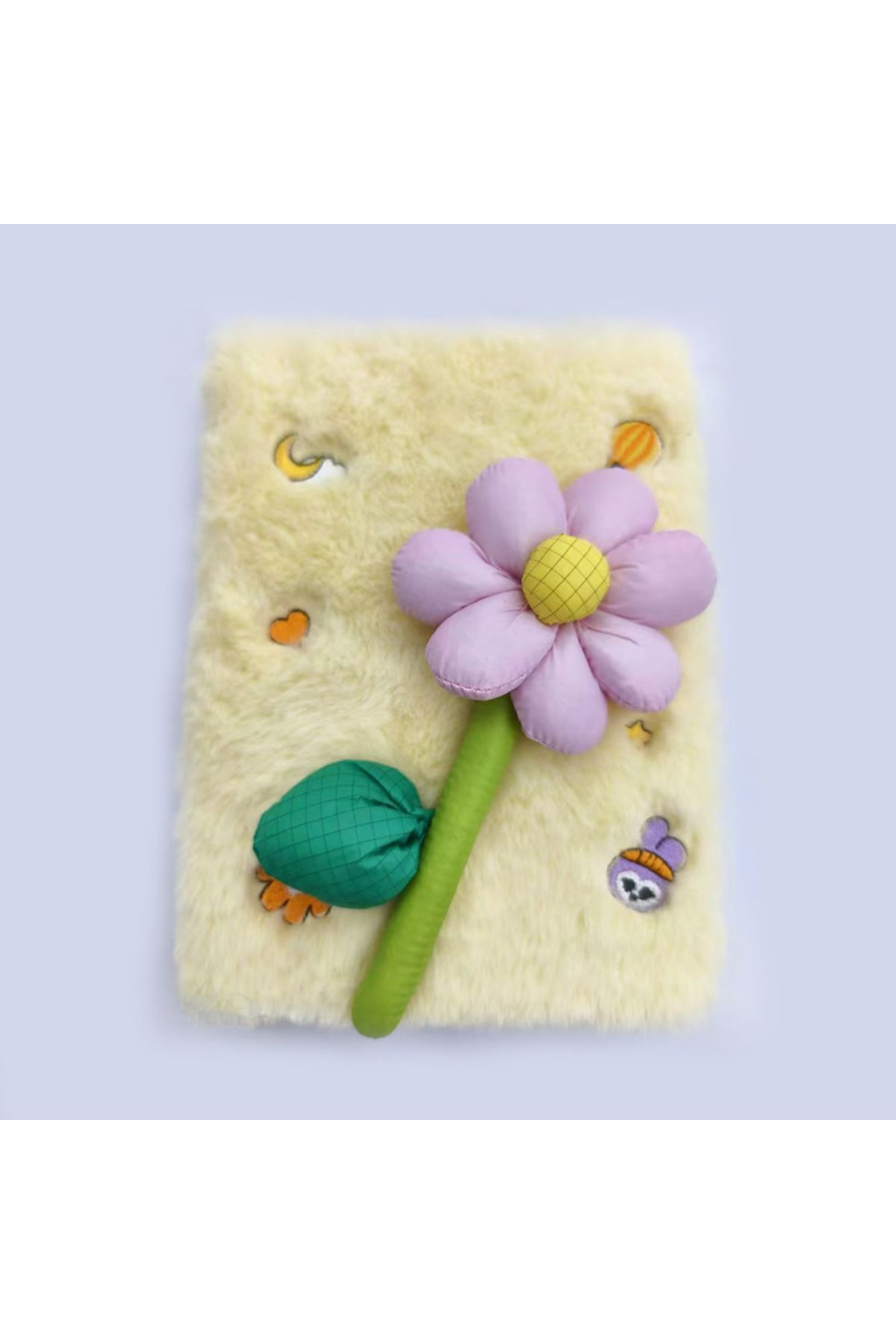 Livava Peluş Defter, Çizgili ve Çiçekli, 80 Yaprak, 21x14