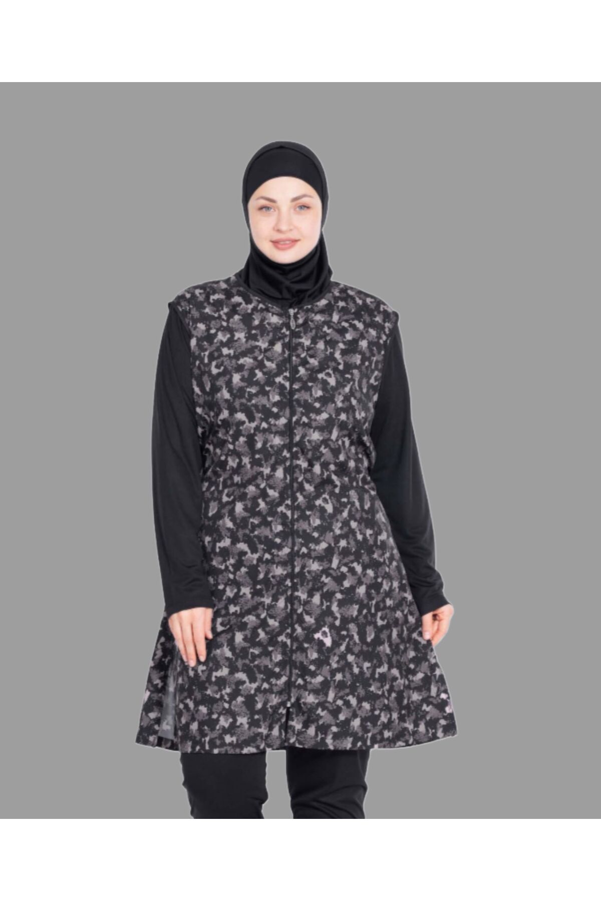 Lüx Wood 1403 KADIN DESENLİ TAM TESETTÜR BATTAL LIKRALLI MAYO