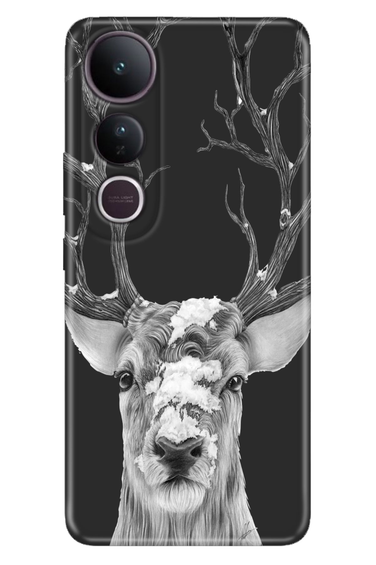 ADACASE Vivo V50 Lite 5G Kılıf Dekoratif Silikon Baskılı Kapak Ren Geyiği