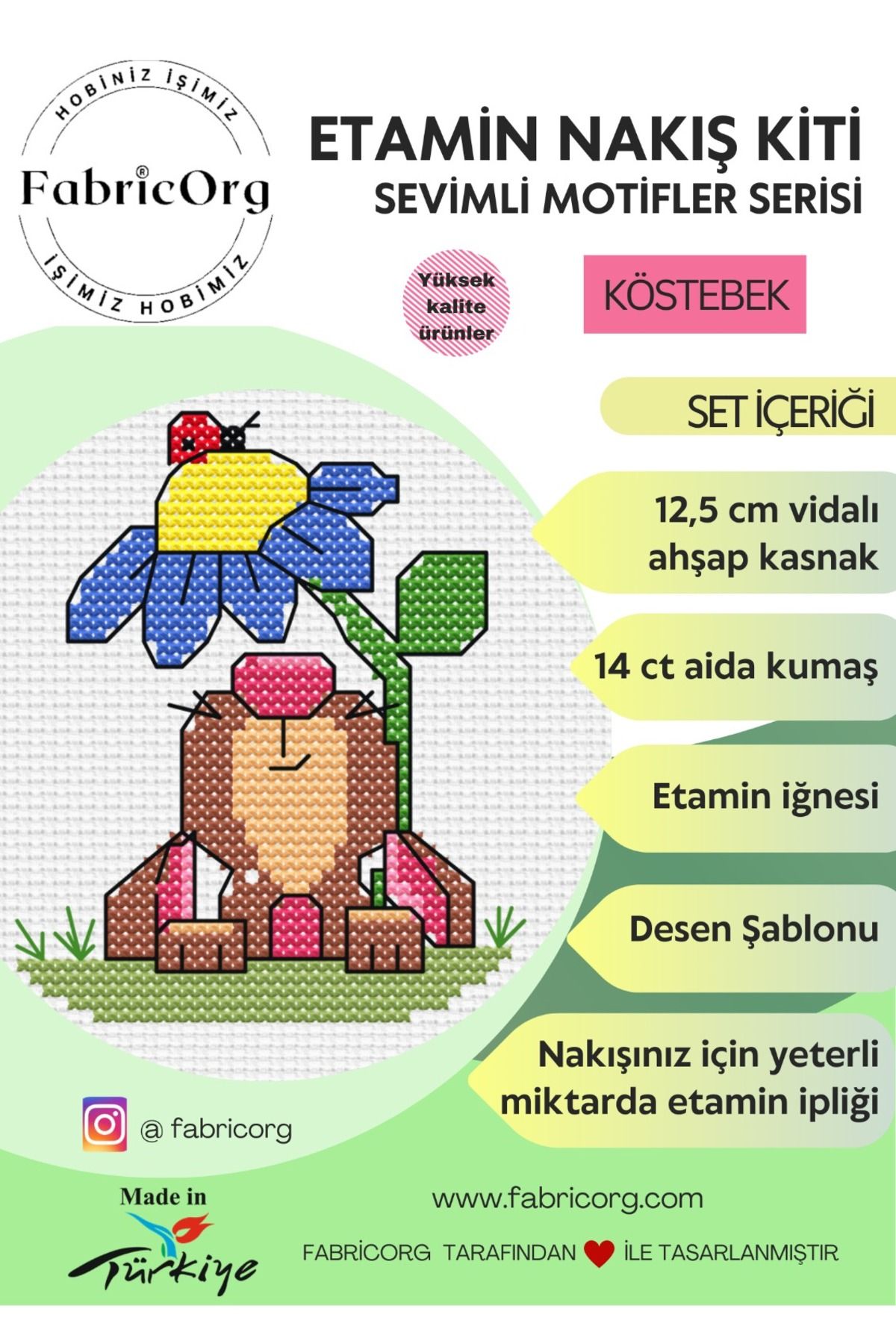 fabricorg Kanaviçe-Etamin Nakış Kiti (Köstebek)