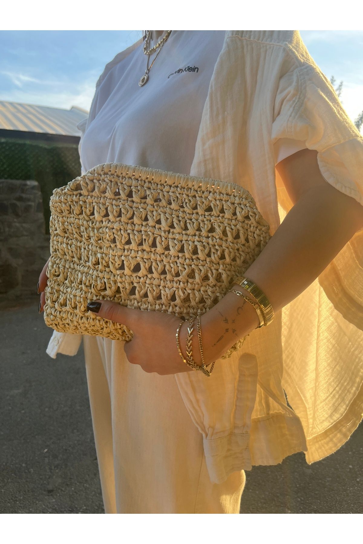 NP MNG CLUTCH ÇANTA - NP MNG Model Örme Çanta - El çantası - Hasır çanta - El yapımı çanta