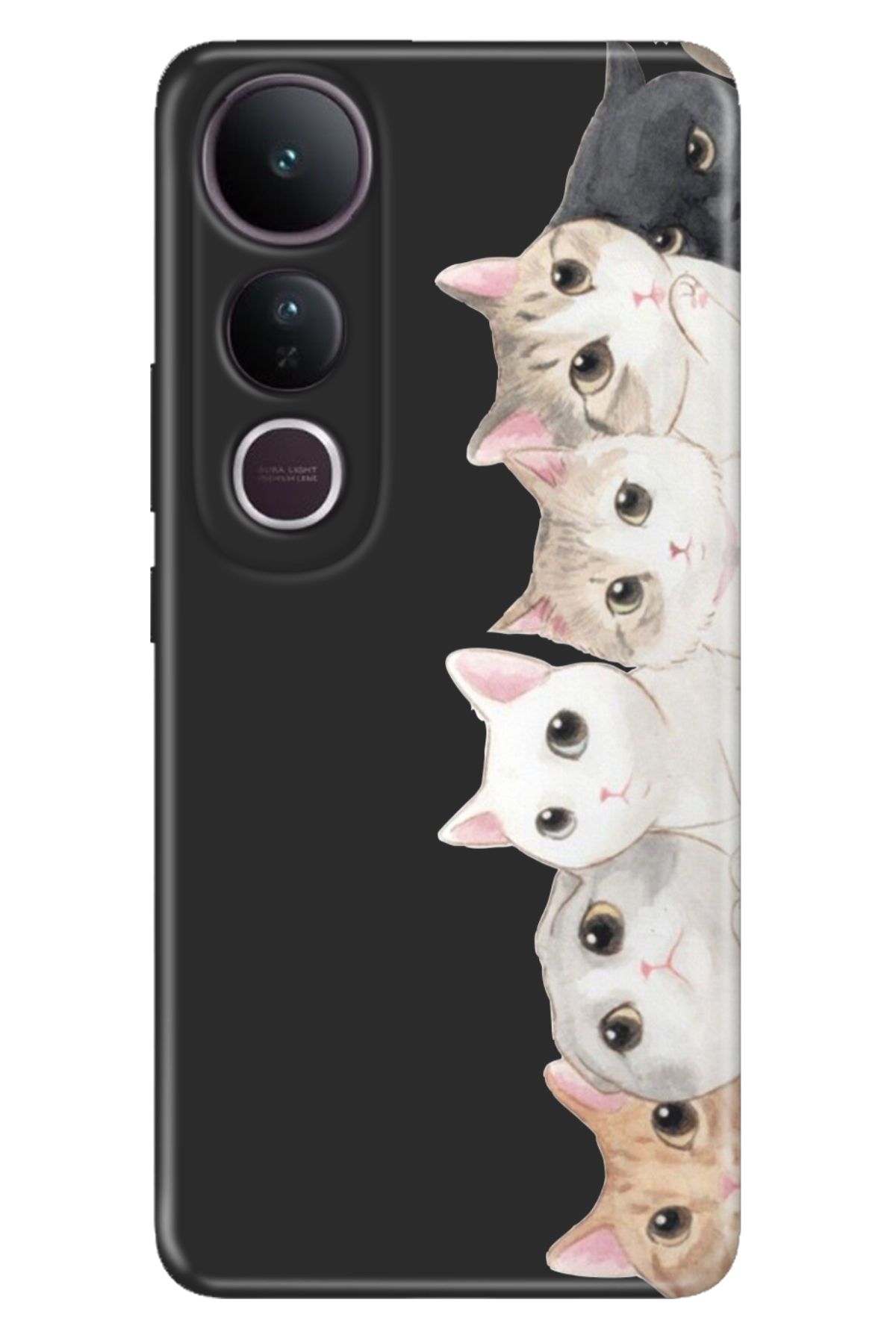 ADACASE Vivo V50 Lite 5G Kılıf Renkli Silikon Baskılı TPU Pisi Pisi Kedi
