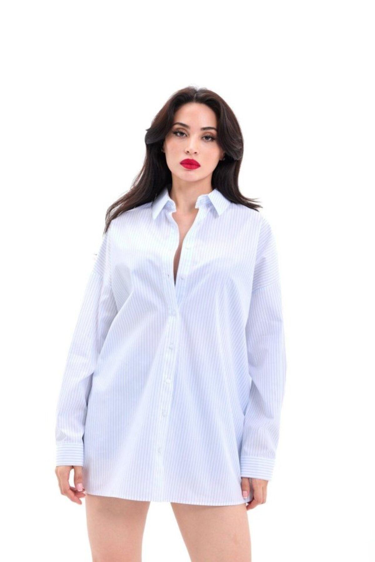 1001moda 7448 GÖMLEK-NAPLES ÇİZGİLİ
