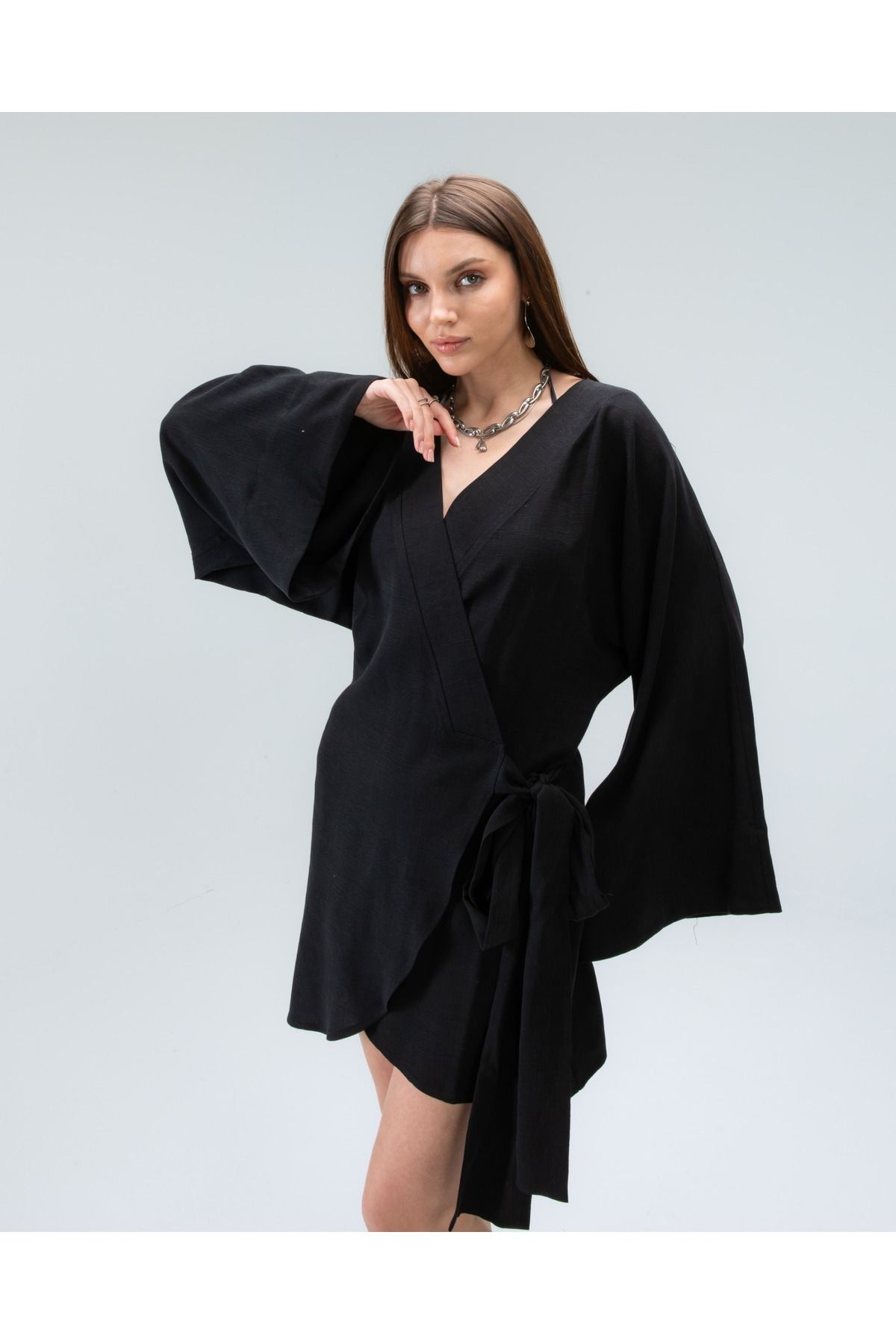 Tt Line Kadın Jakarlı Viskon Flow Kimono