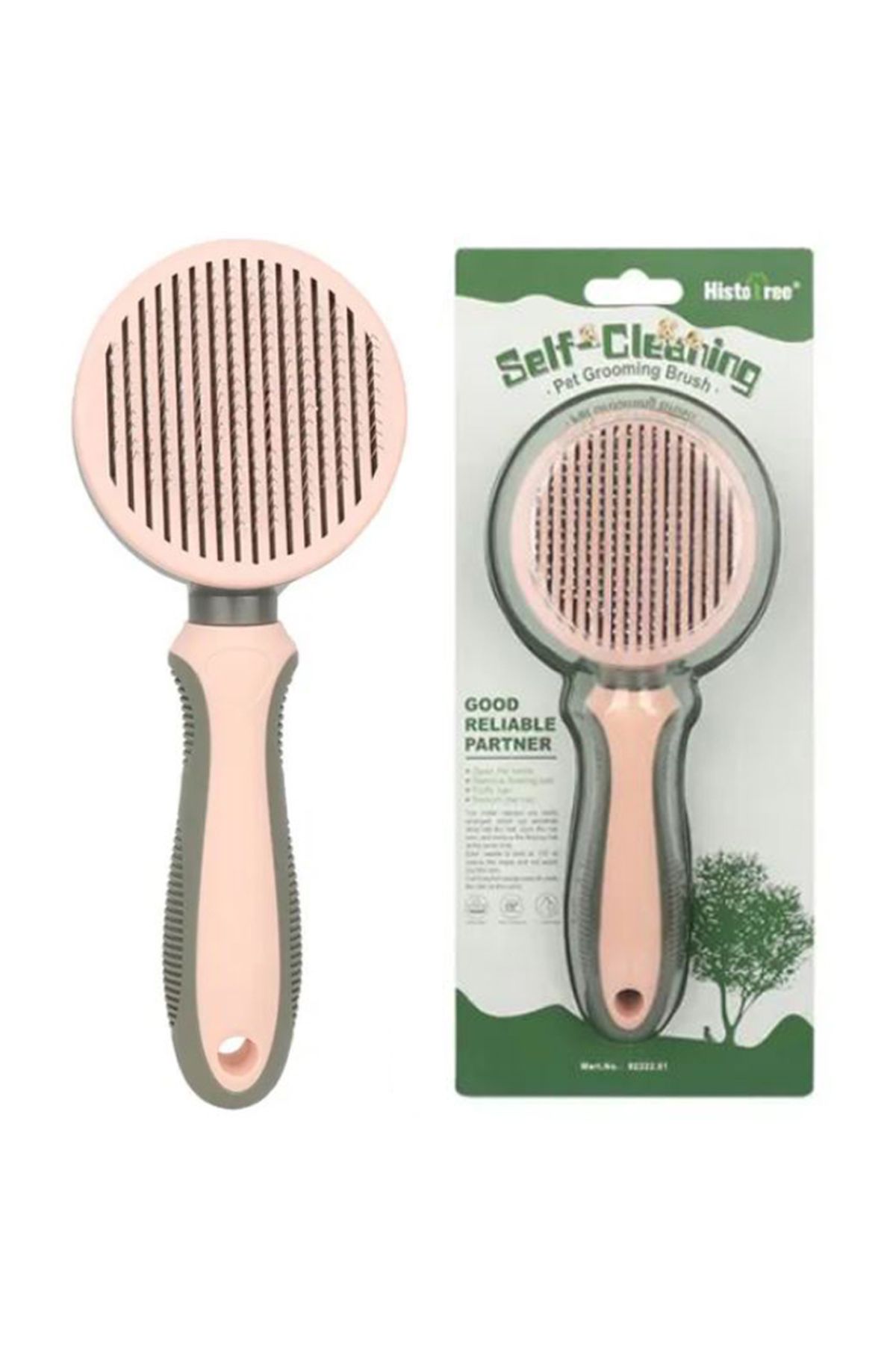 REDz Accessories Perie Autocurățătoare Pentru Animale, Ace Înclinate La 135°, Buton Autocurățător, Roz - One Size