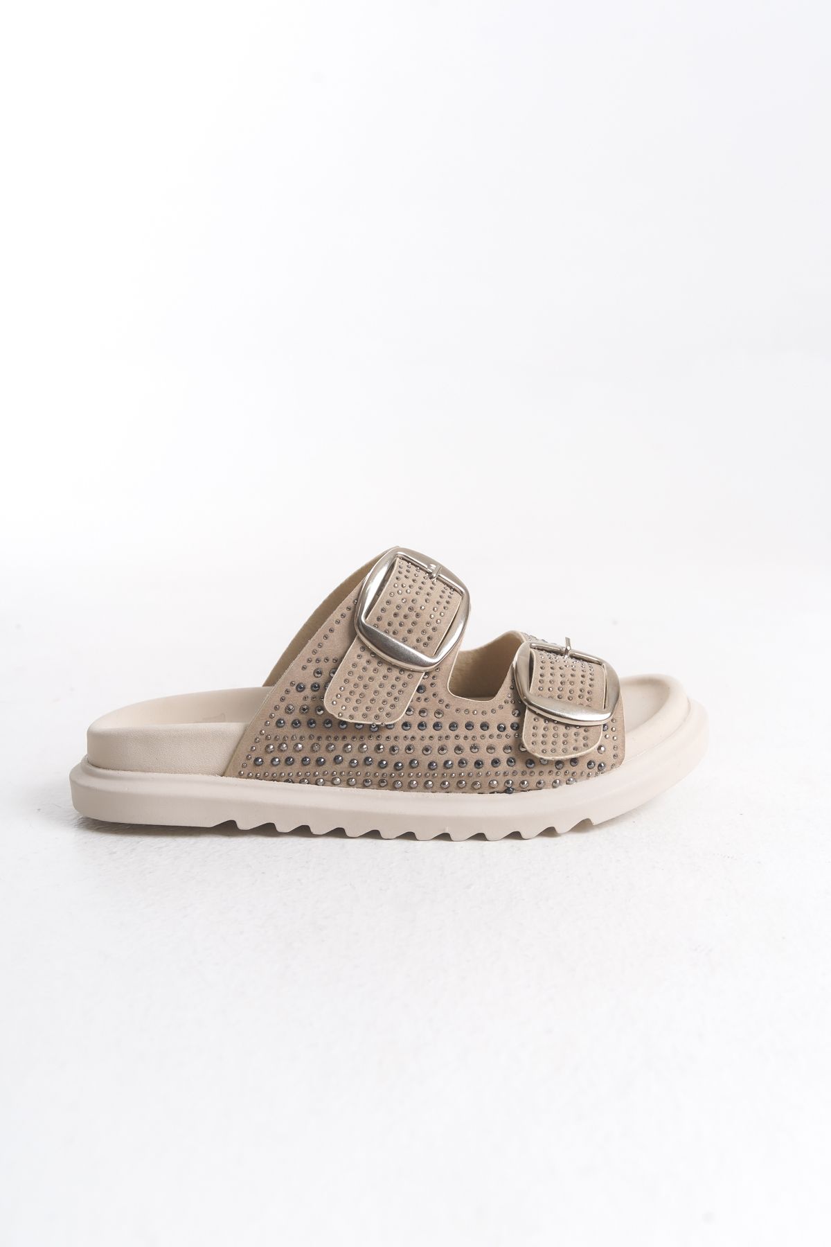 Pofi Shoes Taş Detaylı Alçak Taban Günlük Terlik