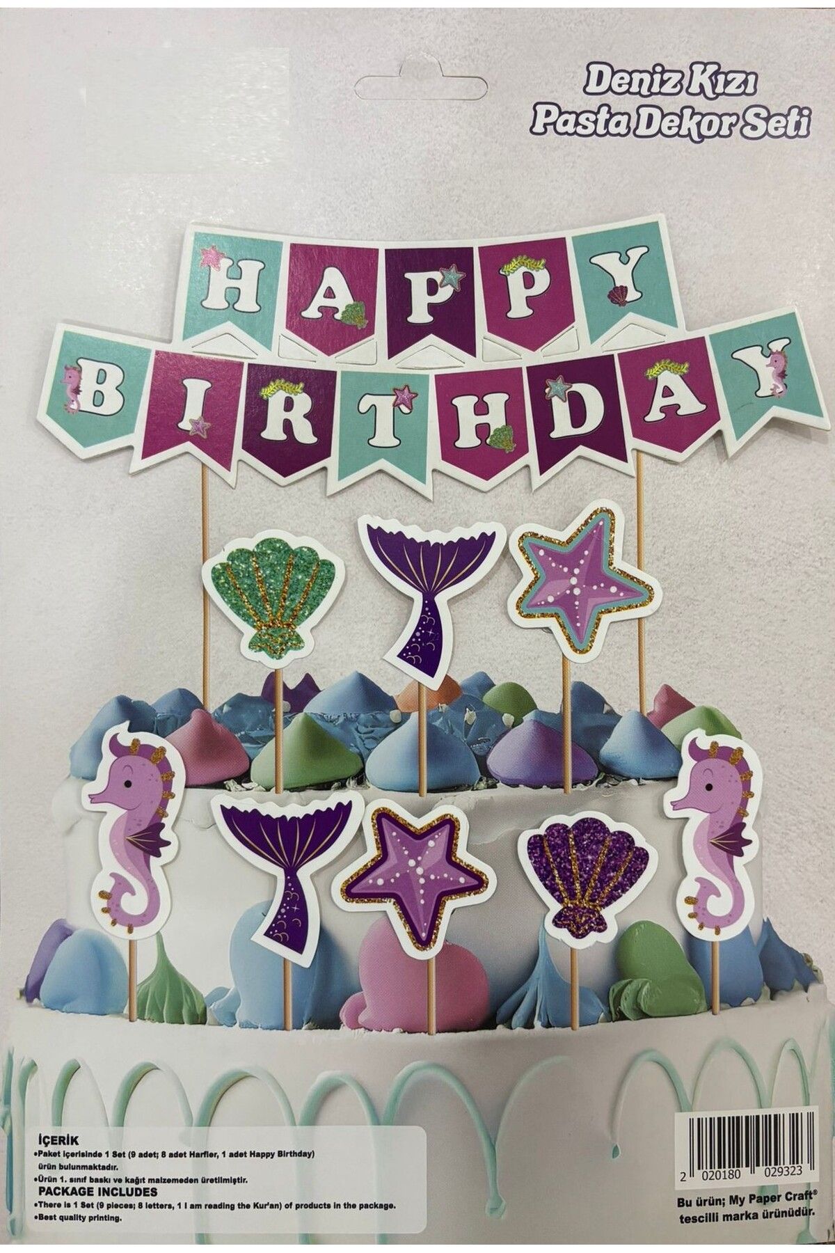 LOTUS PARTY Deniz kızı temalı happy birthday Pasta yazısı - Deniz Kızı Temalı Pasta süsü