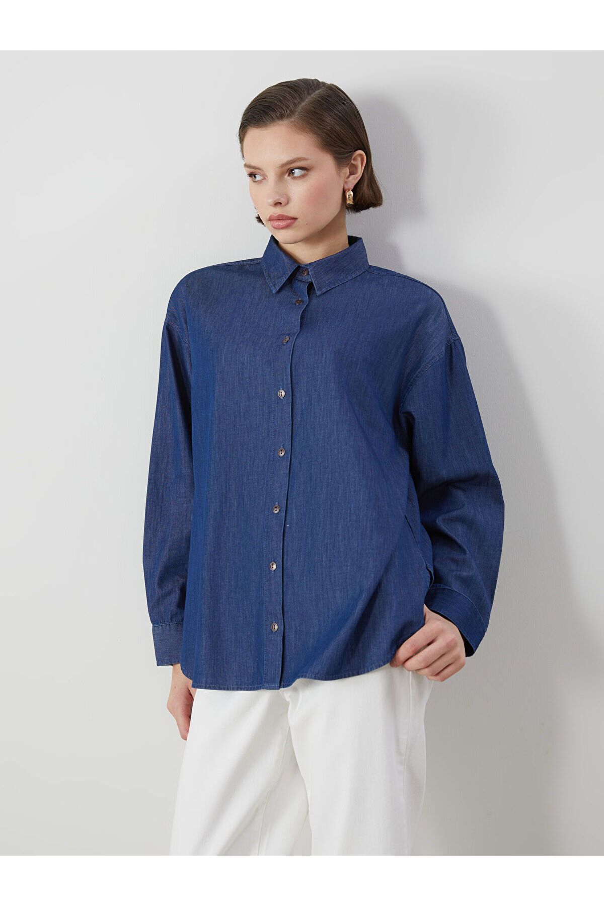 LC Waikiki Oversize Kadın Jean Gömlek