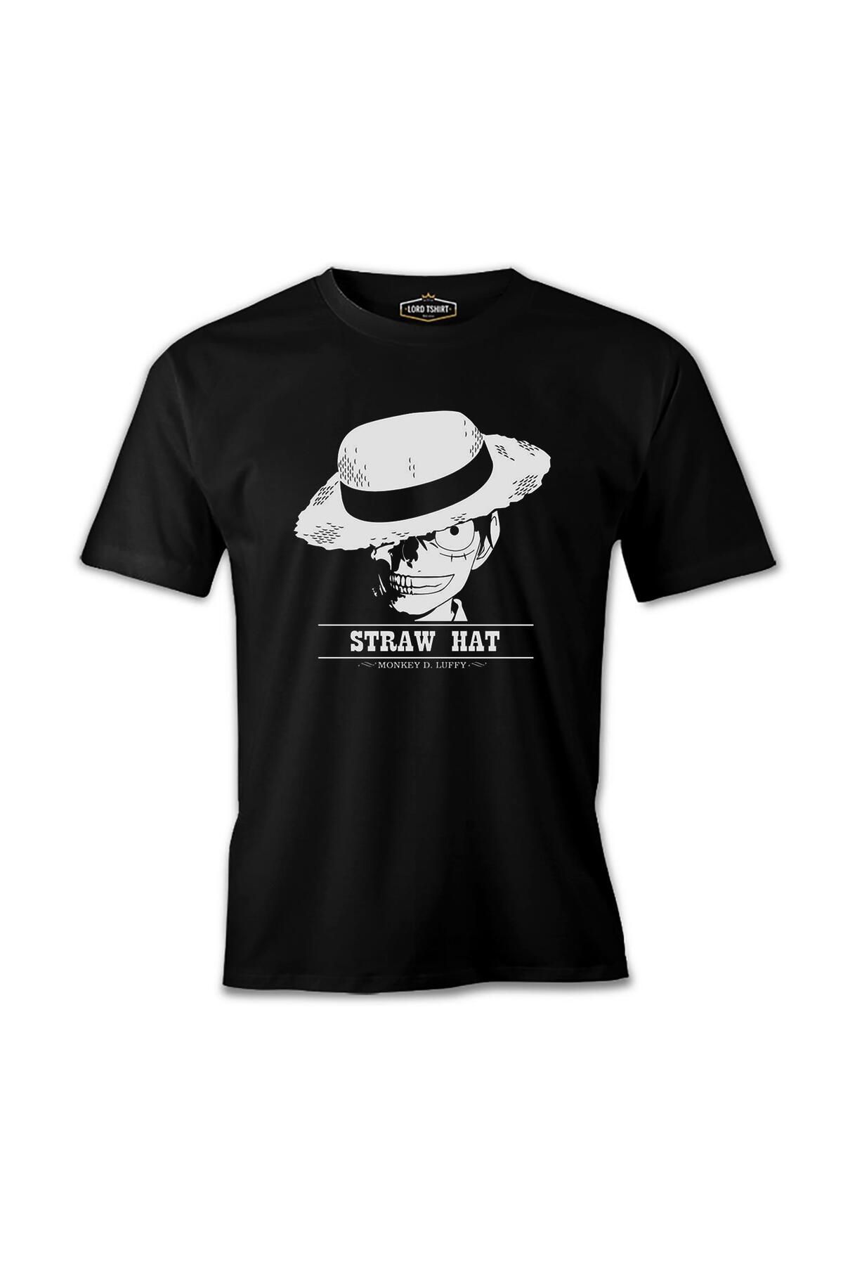 Lord T-Shirt One Piece - Luffy Straw Hat 2 Siyah Erkek Tshirt
