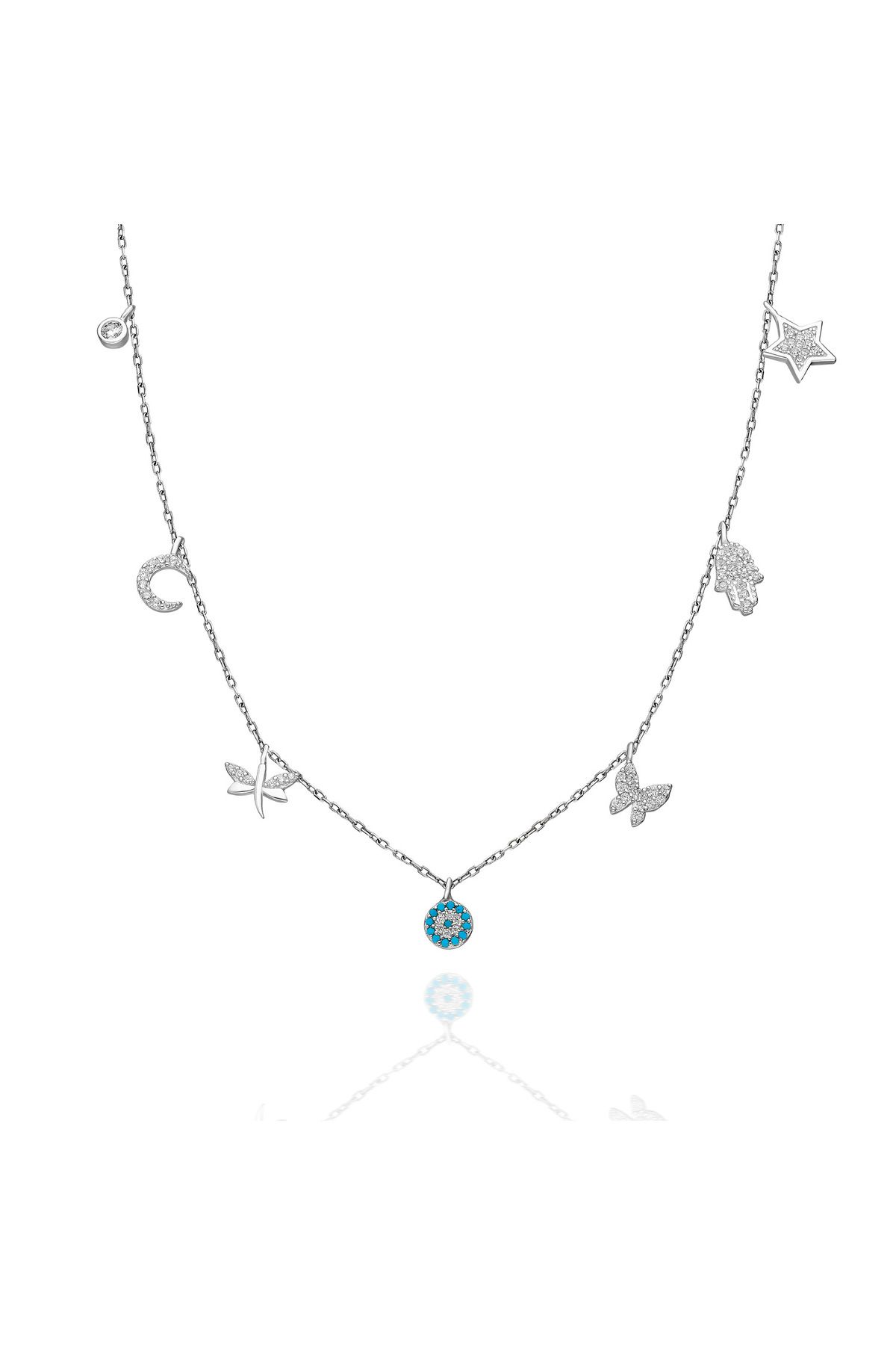 emy by emel luxury silver jewelry Nazar Boncuklu Figürlü Kolye 925 Ayar Gümüş