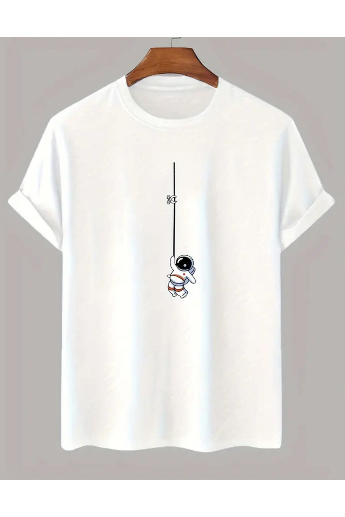 SAJA Unısex Kadın/Erkek Baskılı Oversize Düşük Kol Bisiklet Yaka T-Shirt