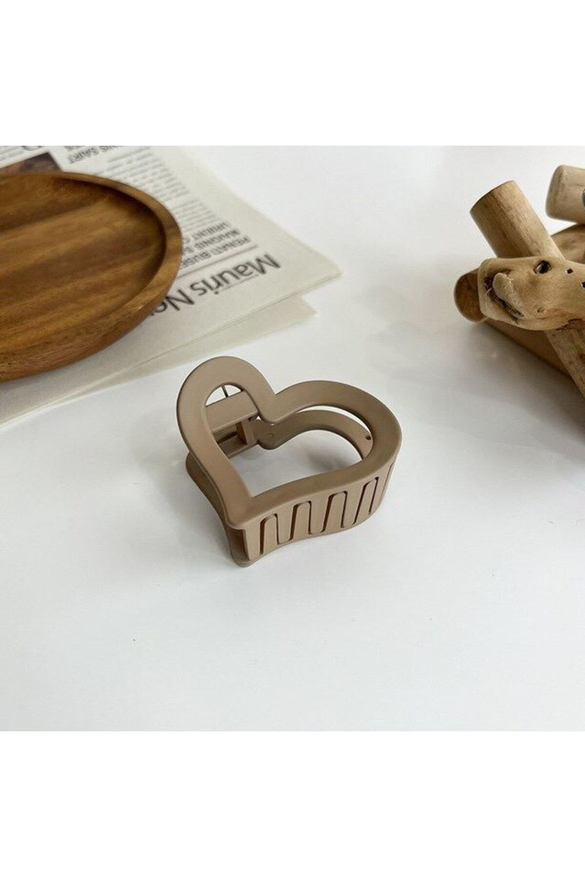 REDz Accessories-Heart Hair Clip, Trendy Model, Brown 3