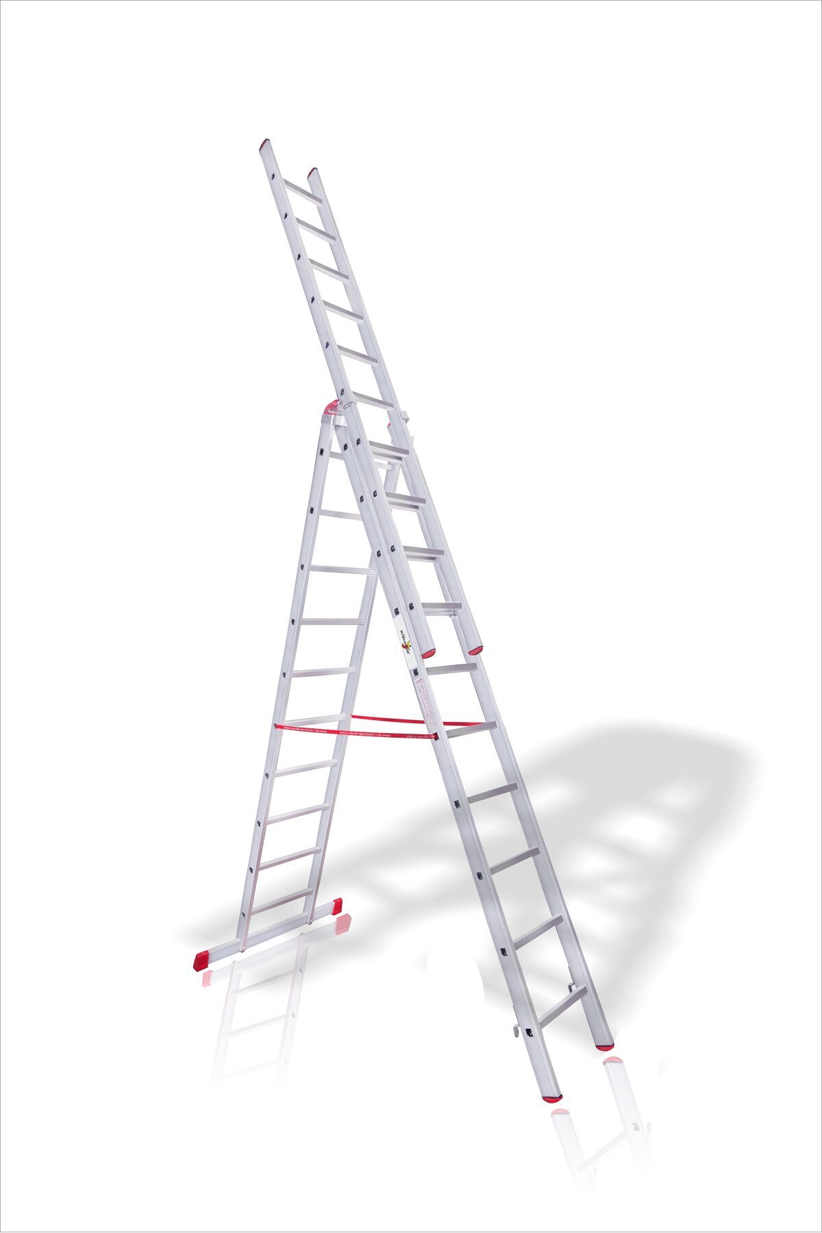 M3DECORİUM En Uzun Sürgülü 18 M. A Tipi Geniş Ayaklı Güvenli Seyyar Taşınabilir 60 Basamaklı Aluminyum Merdiven